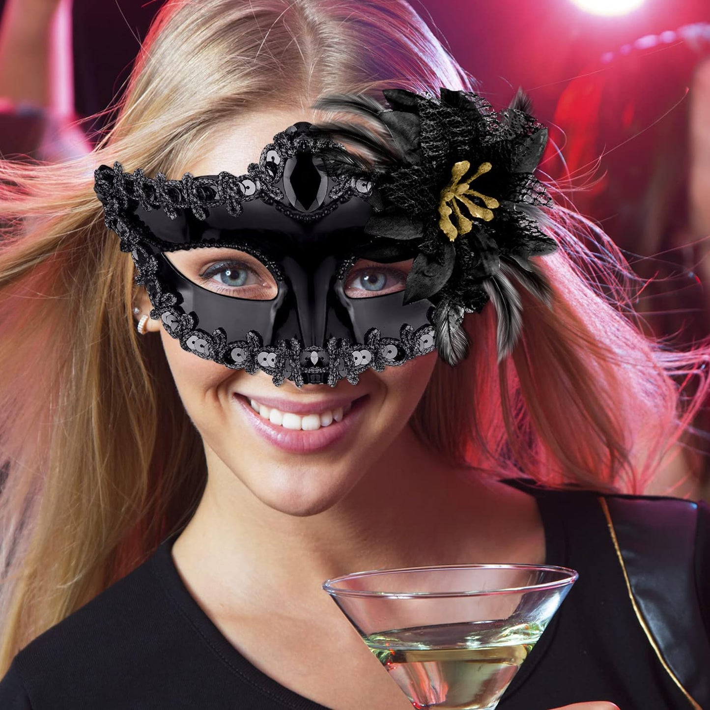 Couple Masquerade Masks Set Venetian Party Mask Plastic Halloween Costume Mask Mardi Gras Mask for Women and Men