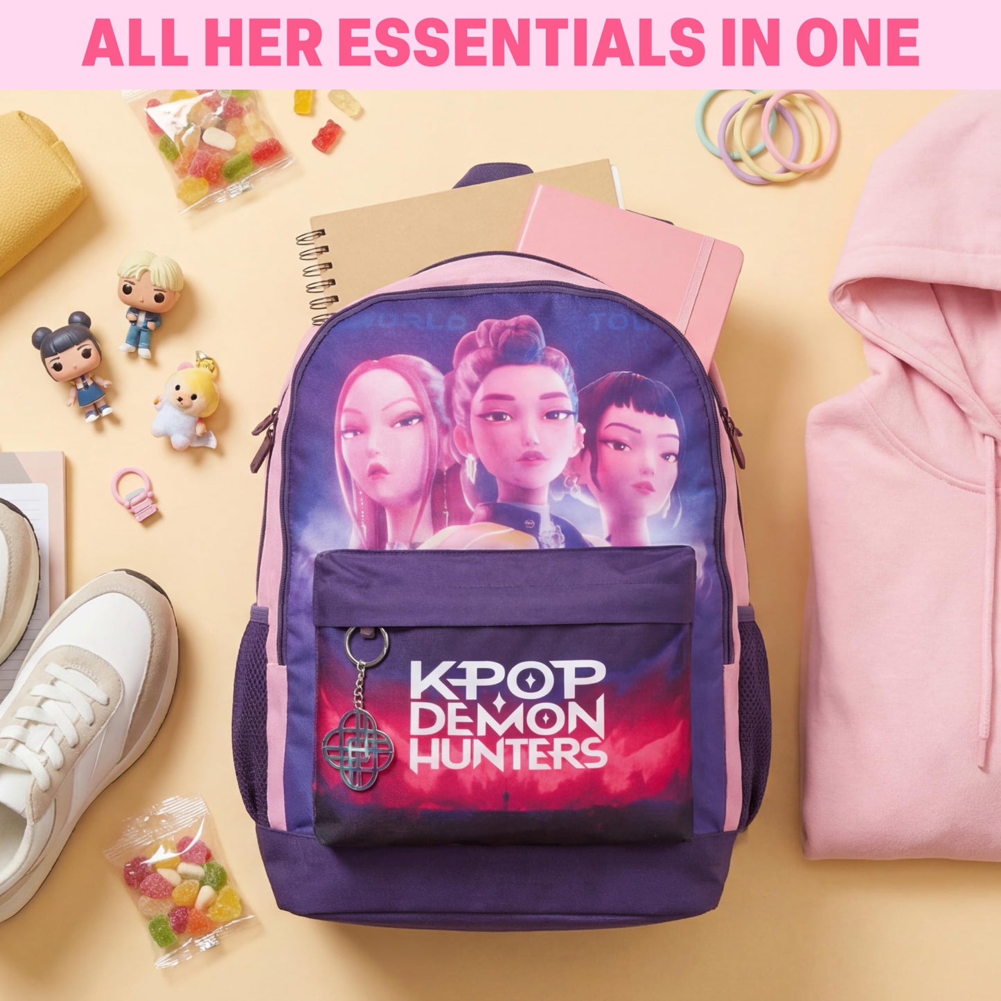 Huntrix Kpop Demon Hunters Girls Backpack - Adjustable Straps
