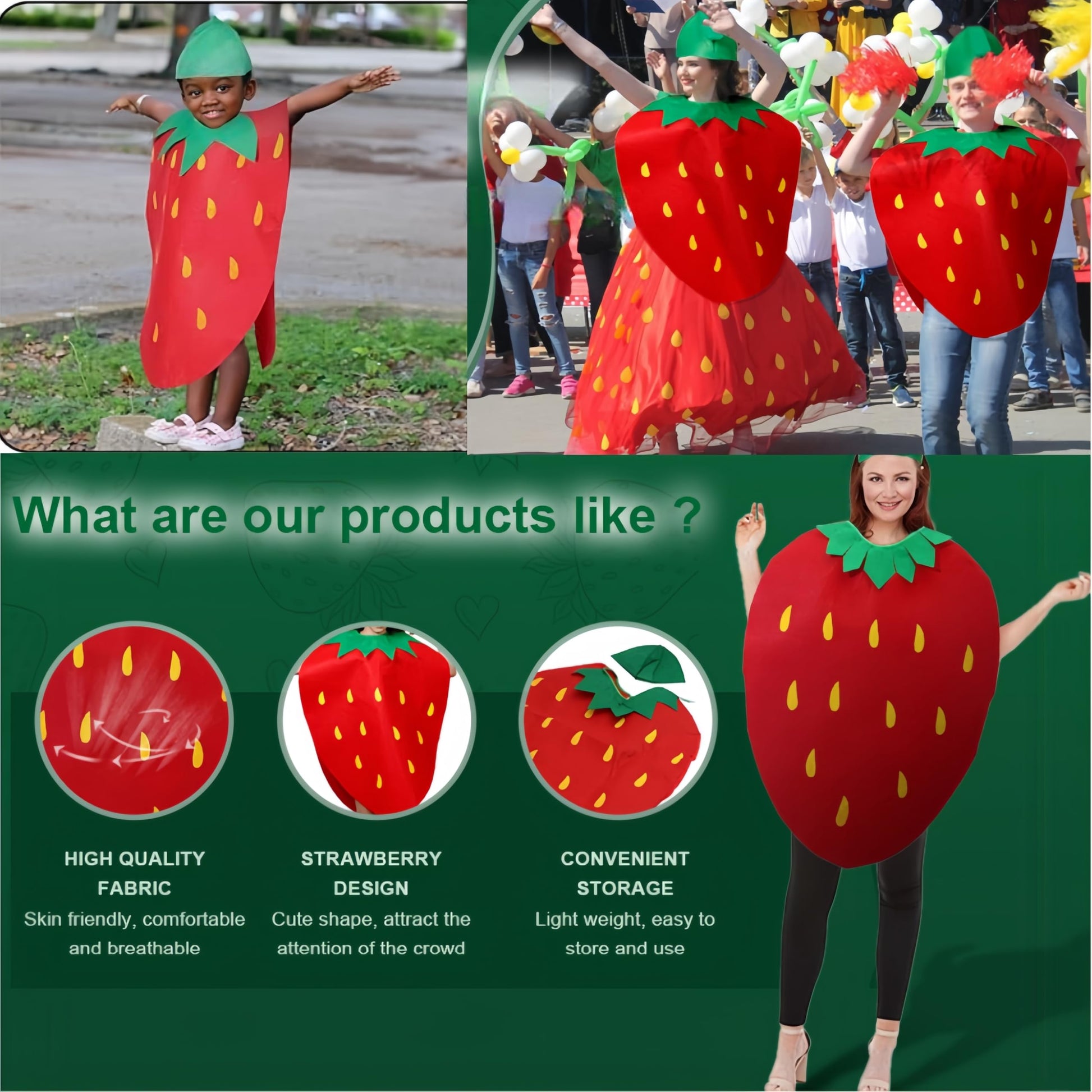 Adult Strawberry Costume Set - Hilarious Red Fruit Cosplay Outfit (image 7)