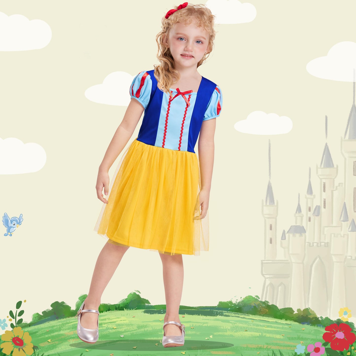 IKALI Princess Dress Up Costume for Toddler Girls, 6 Pcs Fancy Costumes Dresses Outfit Clothes Set for Toddlers 4-6 Years
