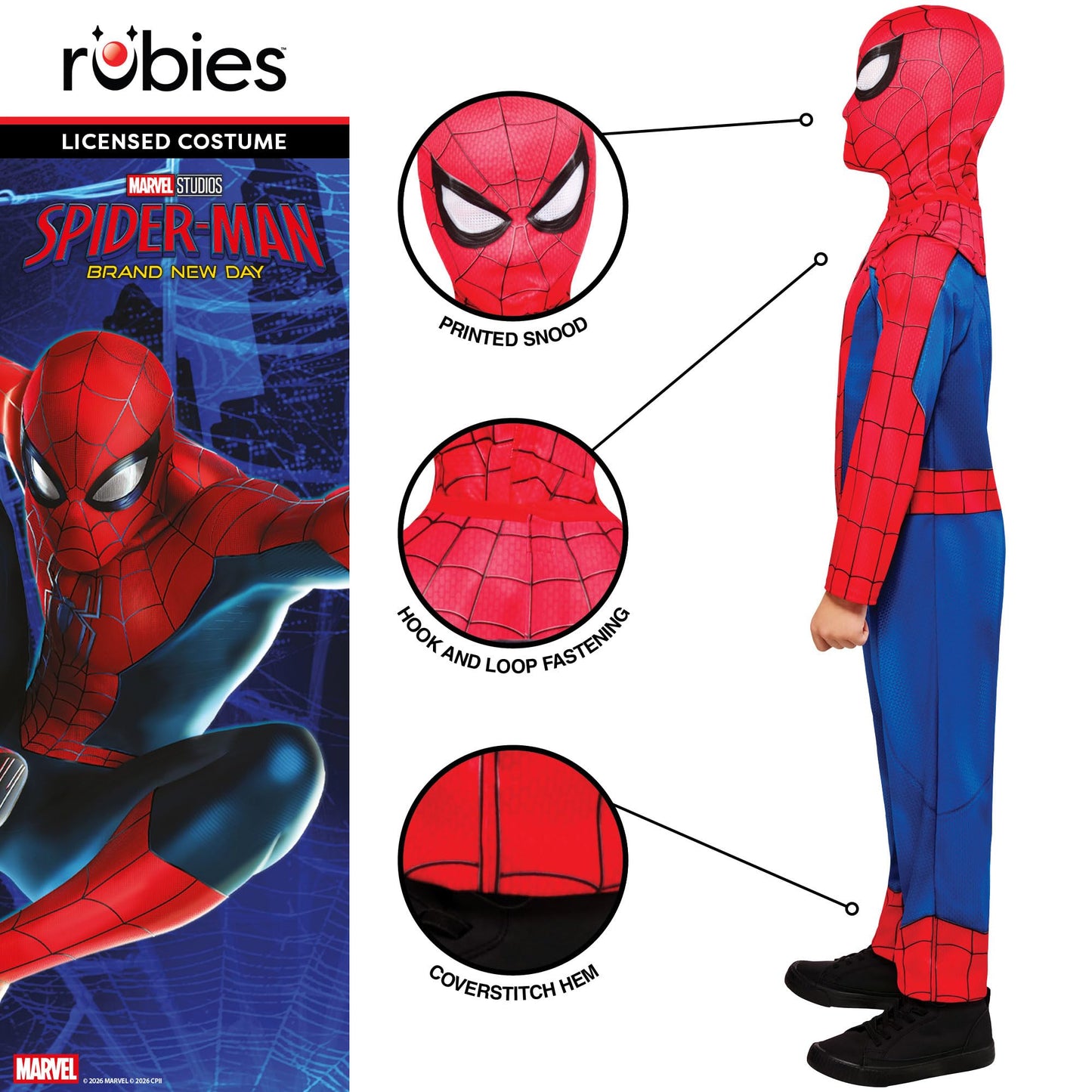 Rubies Official Brand New Day Spider-Man Classic Kids Costume, Childrens Fancy Dress, Size 7-8 Years
