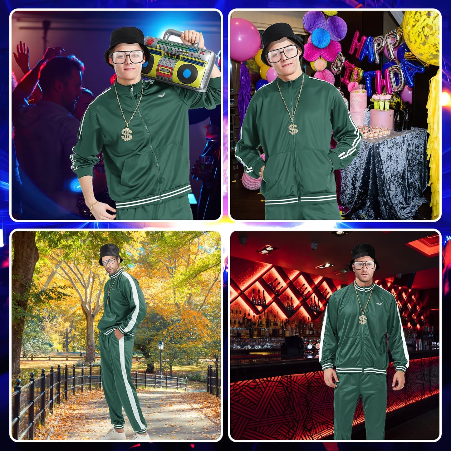 80s 90s Fancy Dress Men & Women - Retro Shell Suit Tracksuit (image 7)