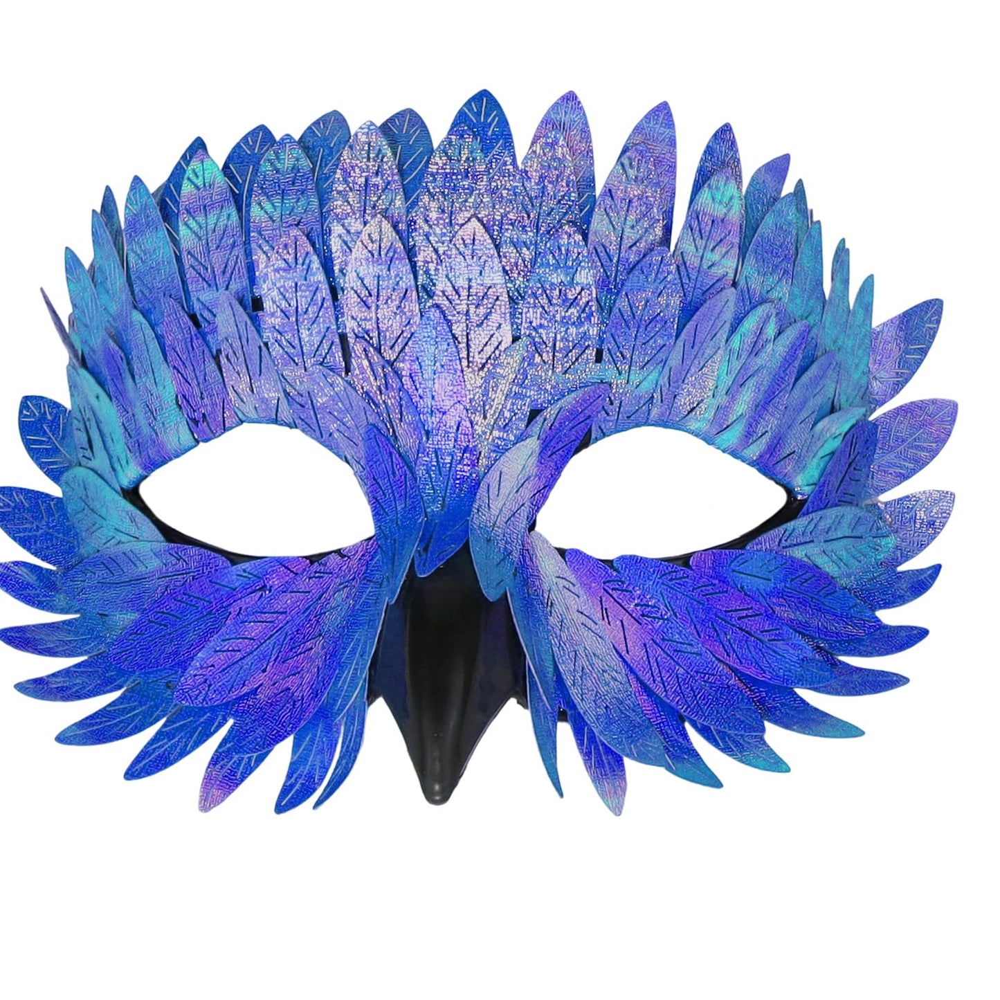 HSSPYY Iridescent Peacock Bird Mask – Elegant Half-Face Masquerade Accessory with Layered PU Feathers for Carnival, Fancy Dress & Theatre