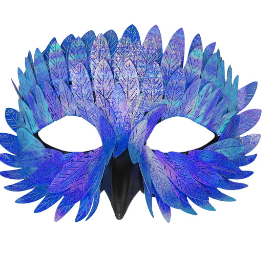 HSSPYY Iridescent Peacock Bird Mask – Elegant Half-Face Masquerade Accessory with Layered PU Feathers for Carnival, Fancy Dress & Theatre