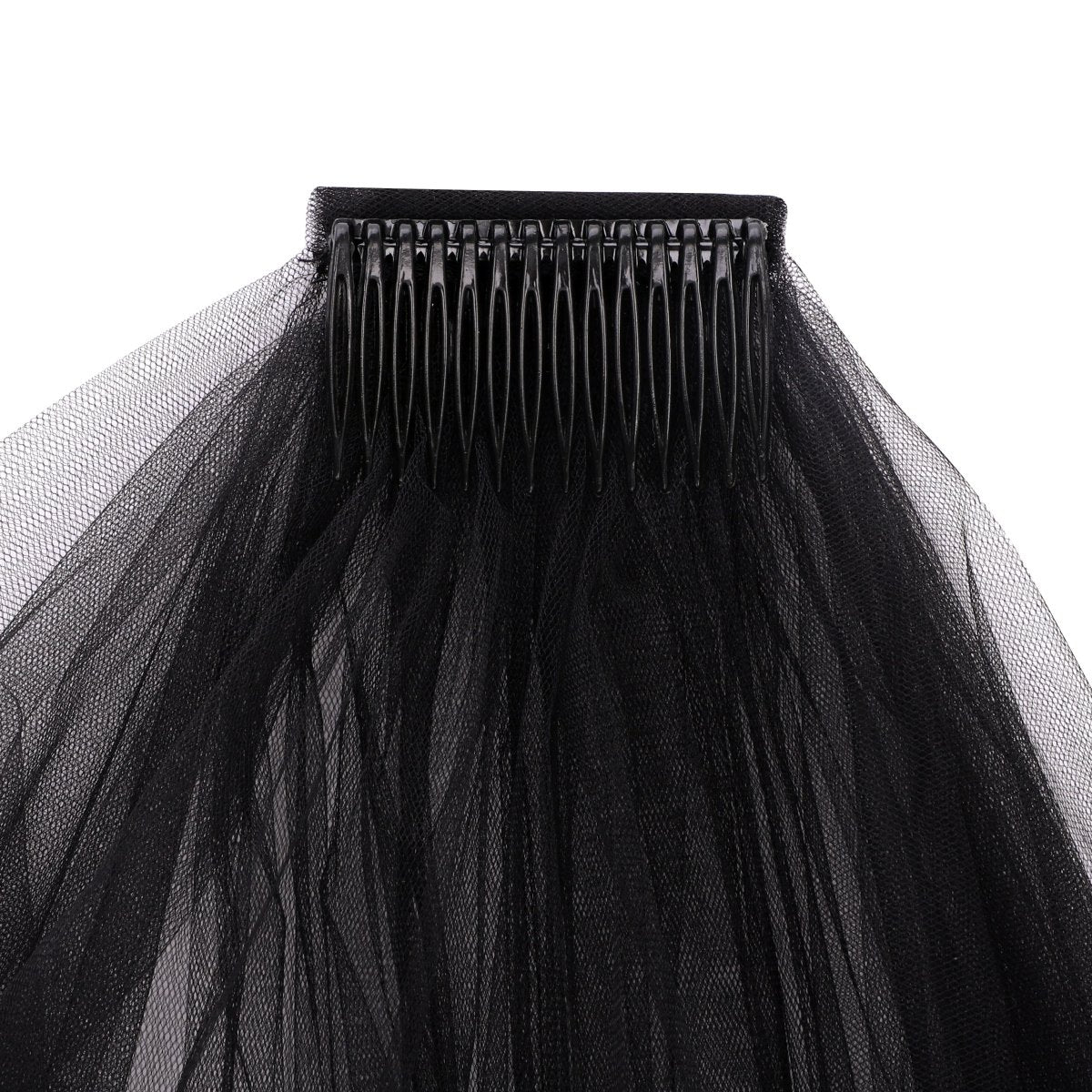 2 Tier Black Veil Gothic Corpse Bridal Waist Length Lace Wedding Bridal Veil Ladies Girls Fancy Dress Embroidered Edge Hair Accessory Flowery Day of the Dead Costume