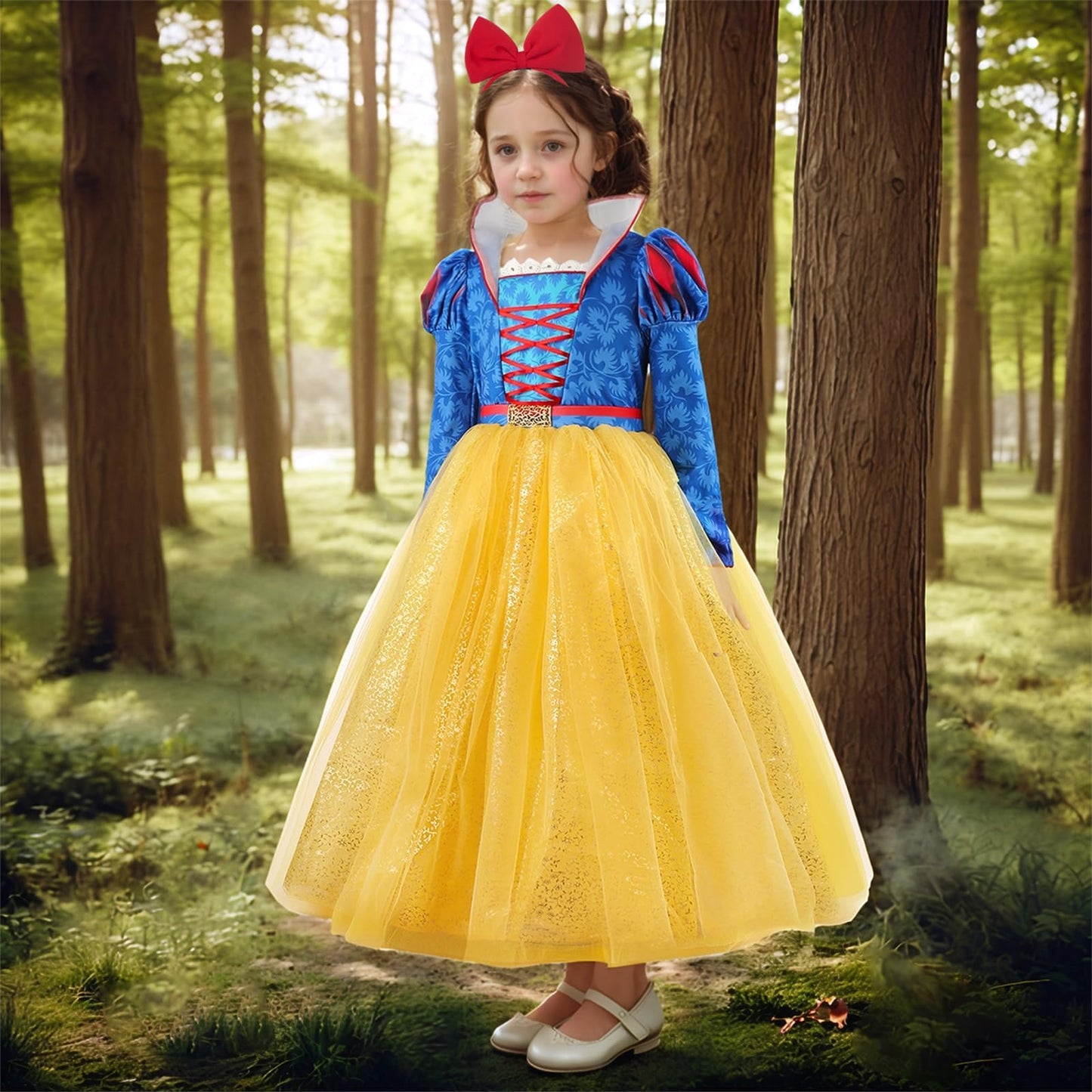 keaiyouhuo Princess Costume for Girls Princess Dress Up Kids Halloween Cosplay Birthday Party Dress Up with Headband