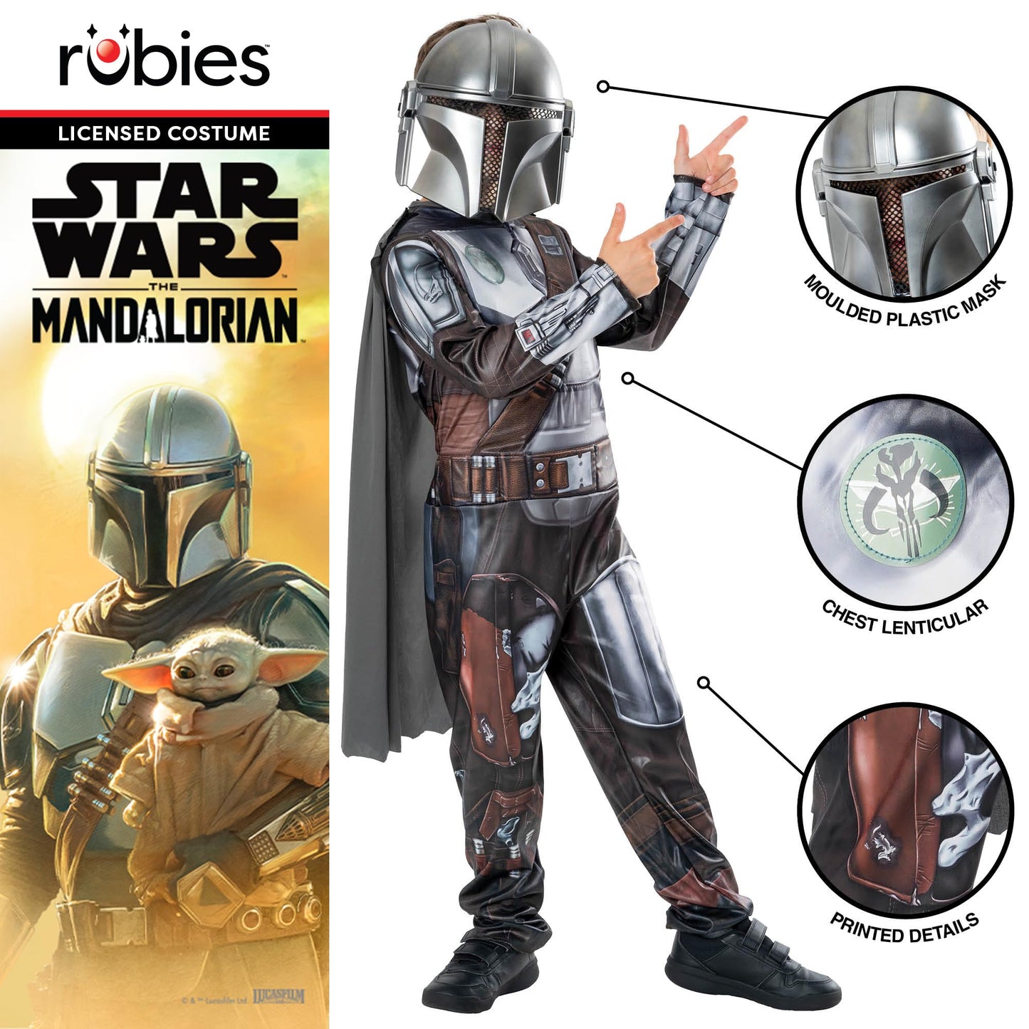 Rubies Official Disney Star Wars The Mandalorian Kids Costume, Kids Costume, Age 8-10 Years