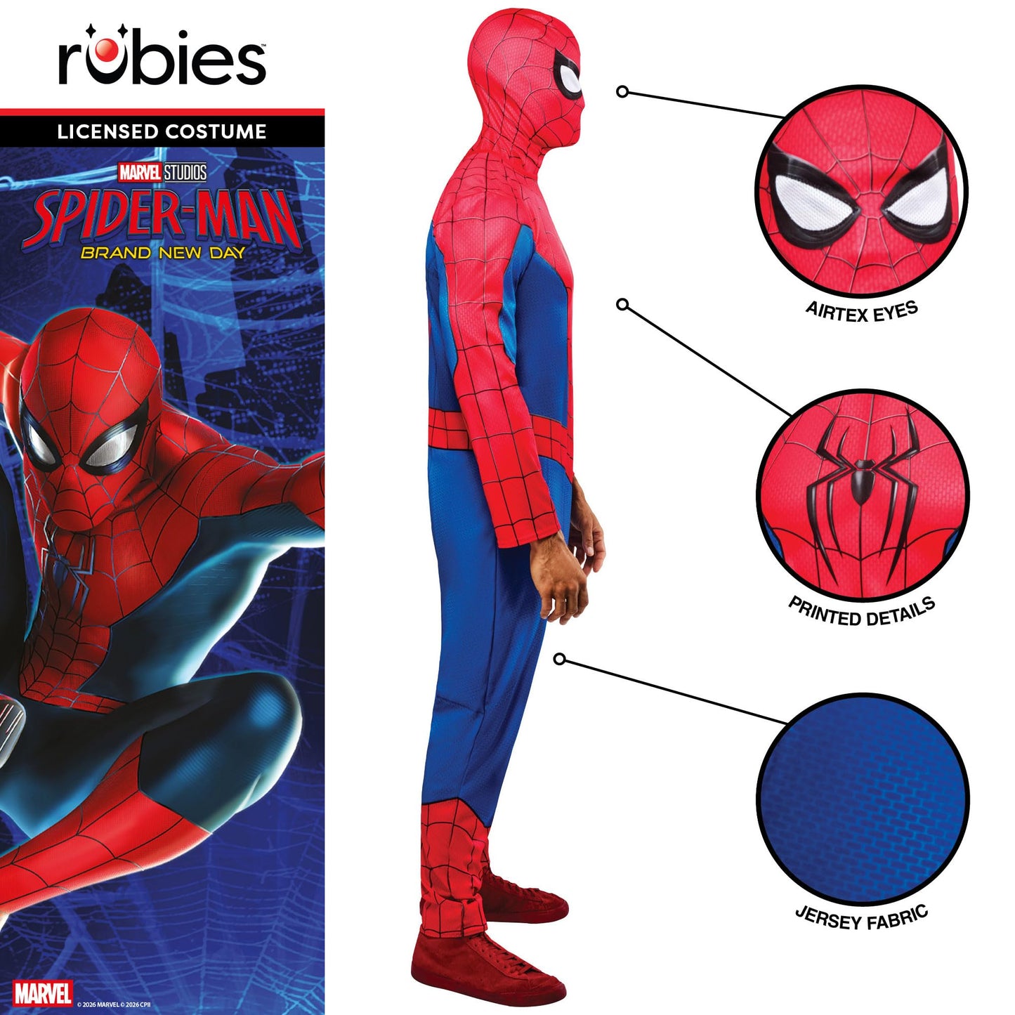 Rubies Official Brand New Day Spider-Man Classic Costume, Adult Fancy Dress, Mens, Size Large