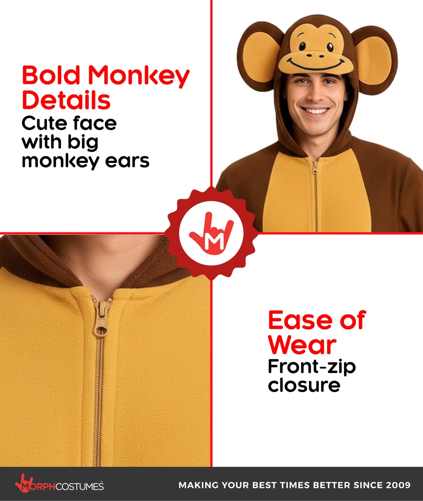Monkey Costume Adult - Monkey Jumpsuit Adults - Animal Jumpsuit