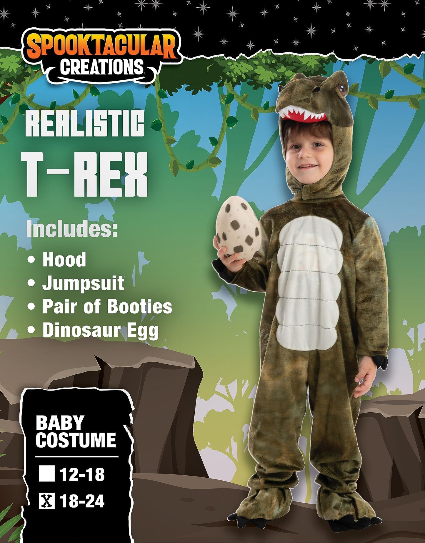 Spooktacular Creations Child Unisex Realistic Dinosaur Costume for Halloween Child Dinosaur Dress Up Party, Role Play and Cosplay