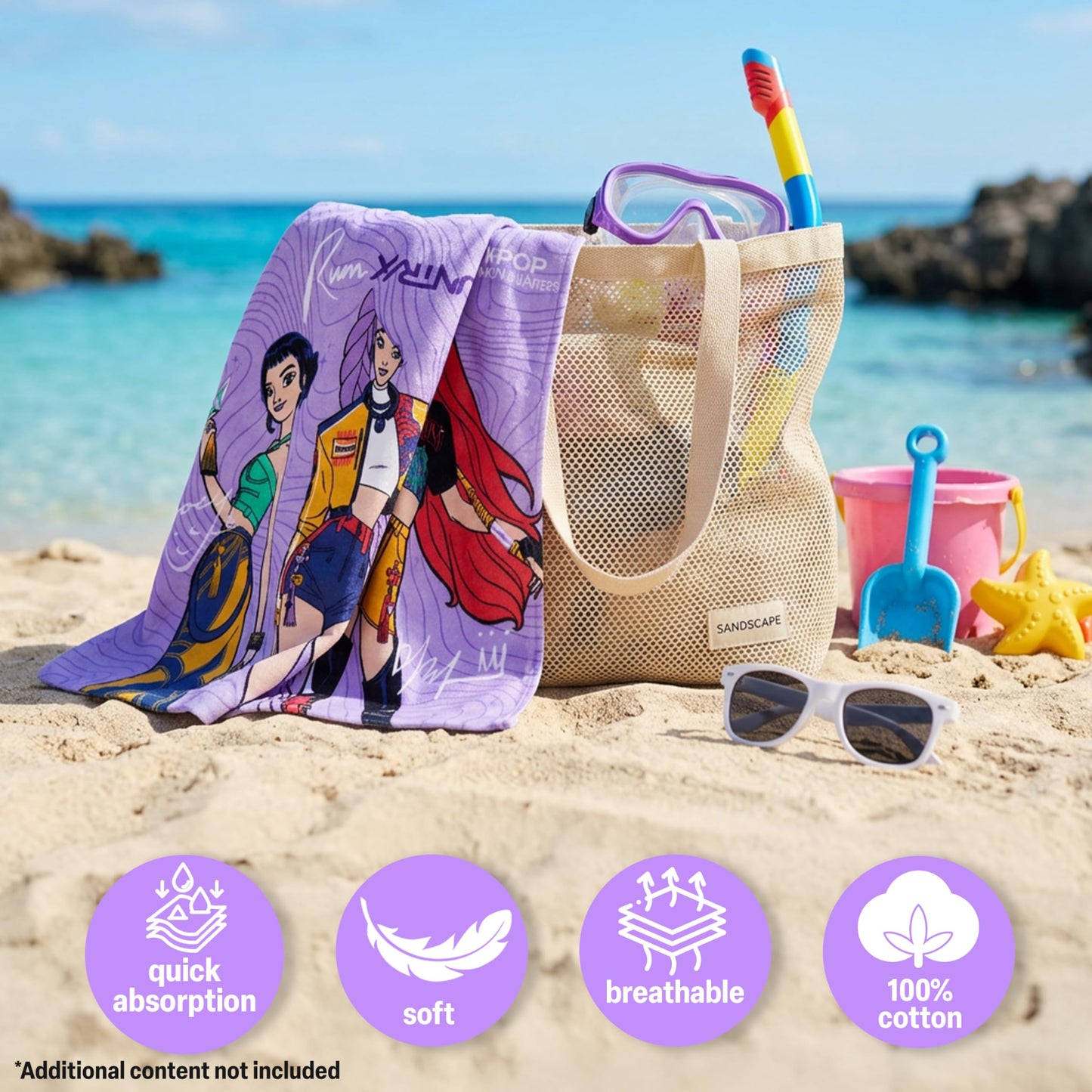 KPop Demon Hunters Huntrix Hooded Towels for Girls - Cotton Bath