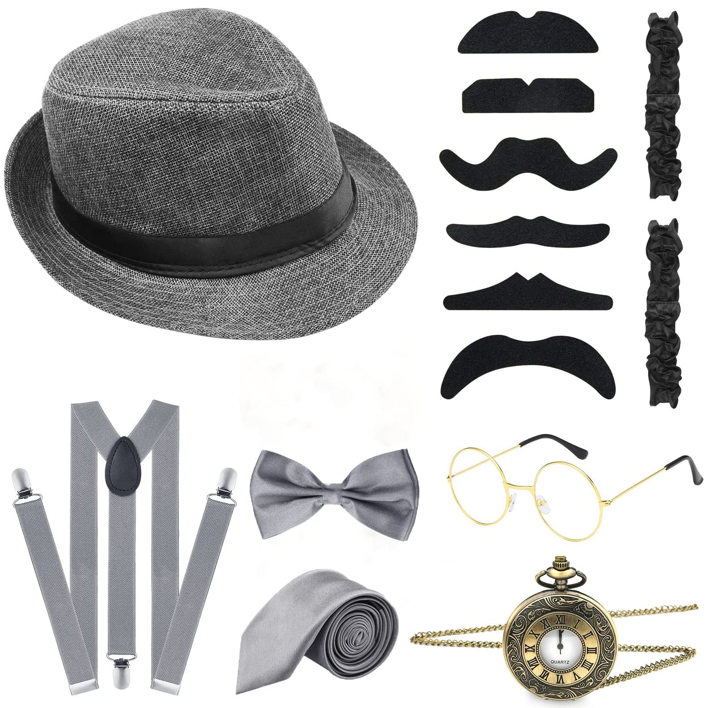 1920s Men Costume Accessories Set Roaring Retro Gangster Costume