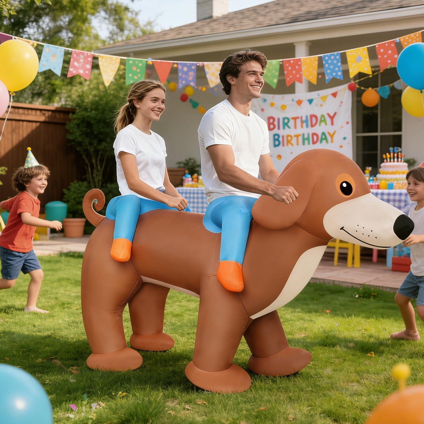 2-Person Inflatable Dachshund Ride-On Costume - Tandem Inflatable