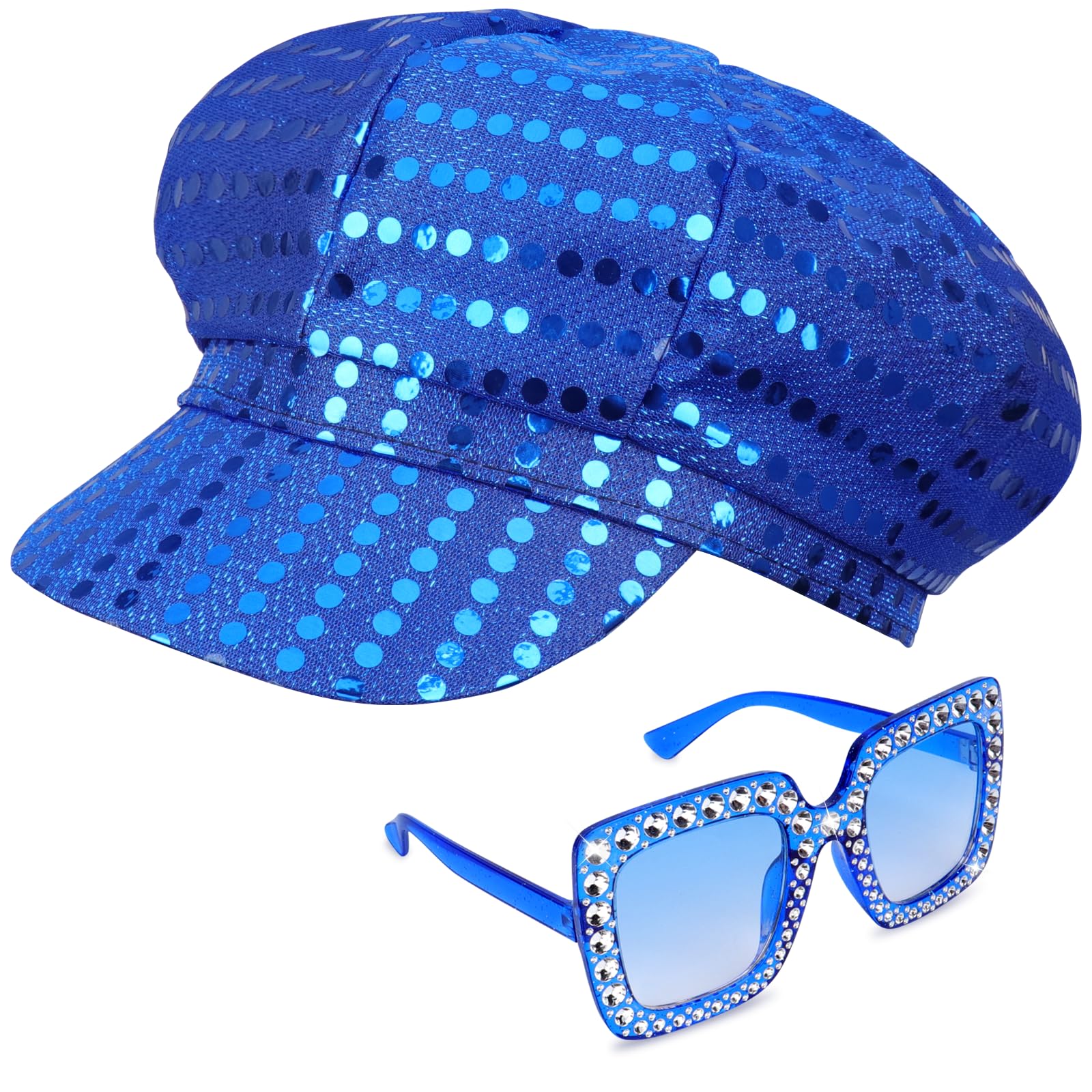 Glitter Hat Blue Hat for ABBA Accessories Women with Sequins Hat