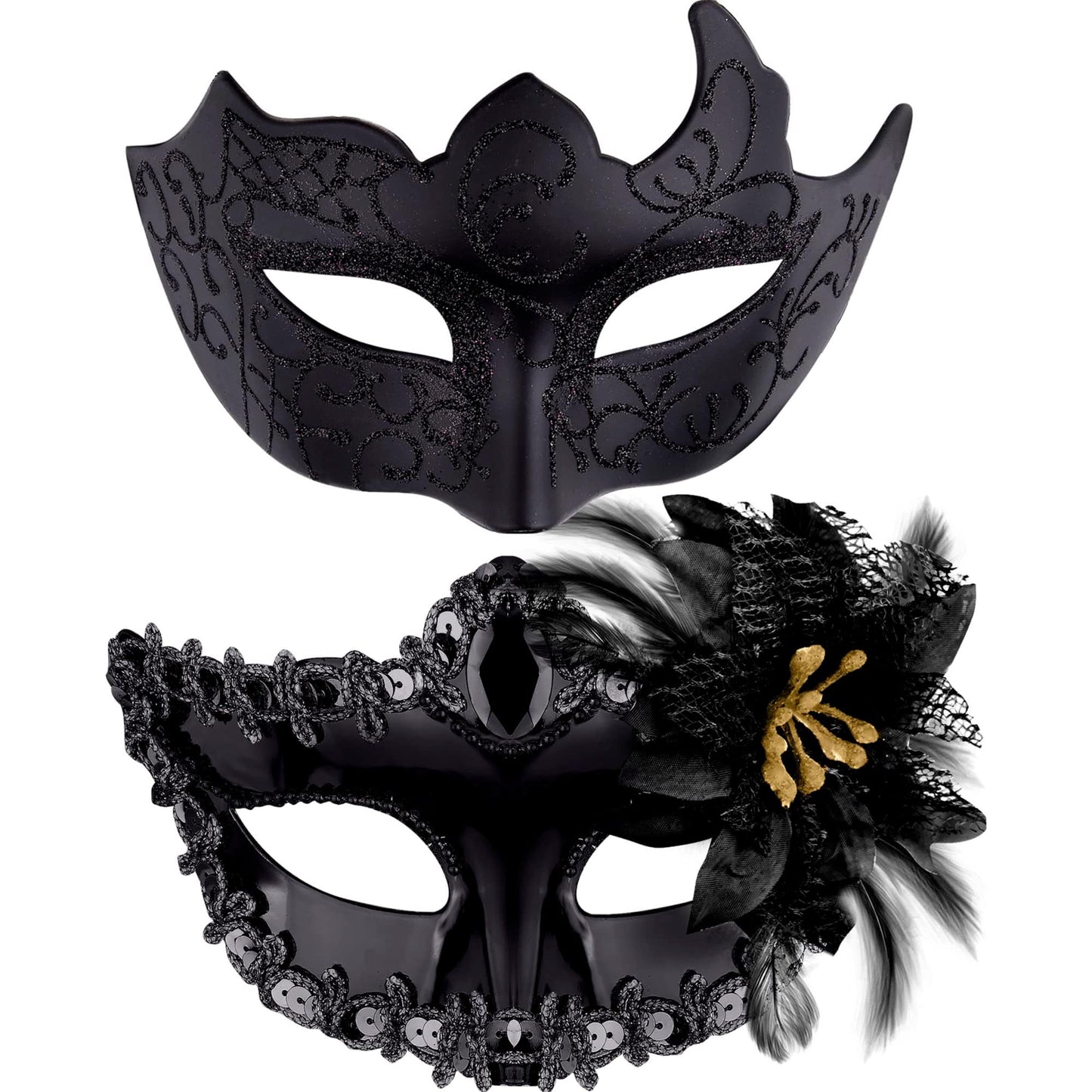 Couple Masquerade Masks Set Venetian Party Mask Plastic Halloween Costume Mask Mardi Gras Mask for Women and Men