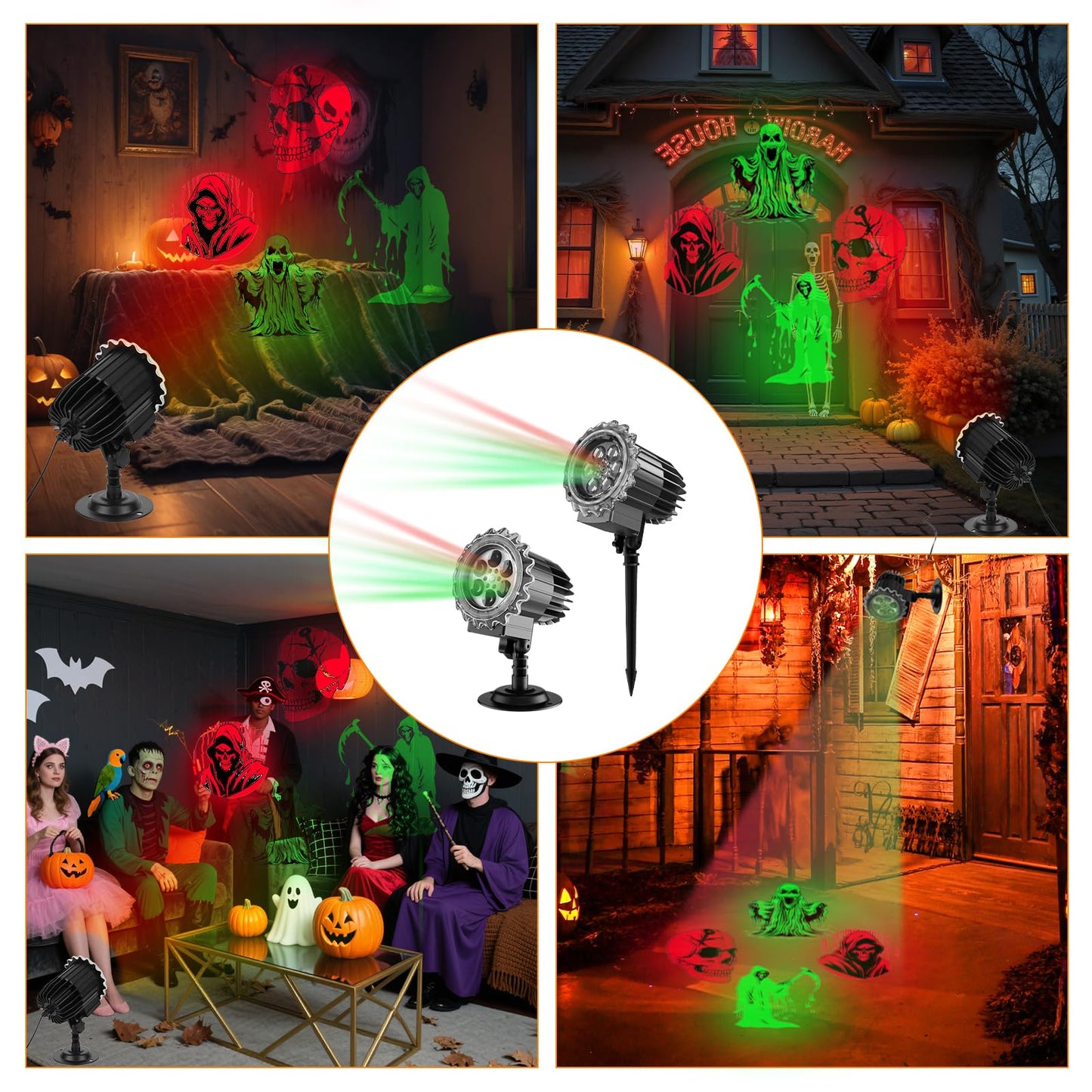 Halloween Projector Lights Outdoor, 3D Dynamic Ghost Projector Light with 4 HD Patterns, Rotating LED Lights 2026 Upgraded Waterproof for Yard, Garden, Party, Halloween Decor