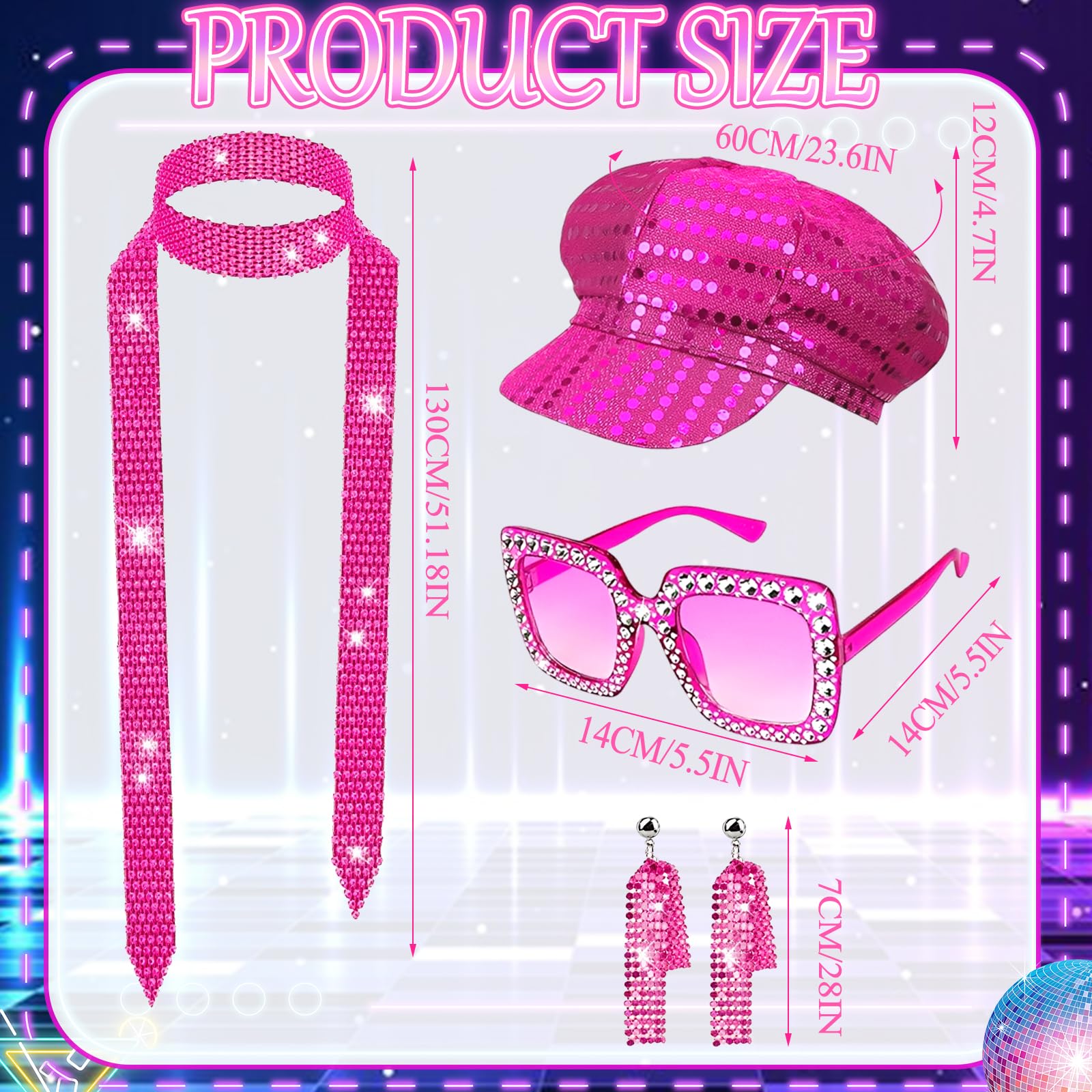 Disco Costume for Women - 1970s Disco Fancy Dress Accessories Set (image 2)