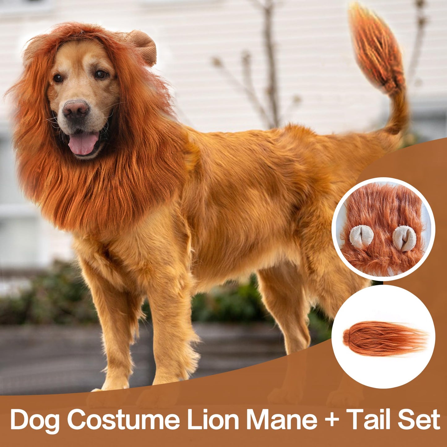 Lion Mane Dog Costume for & Dogs - Realistic Lion Wig for Halloween