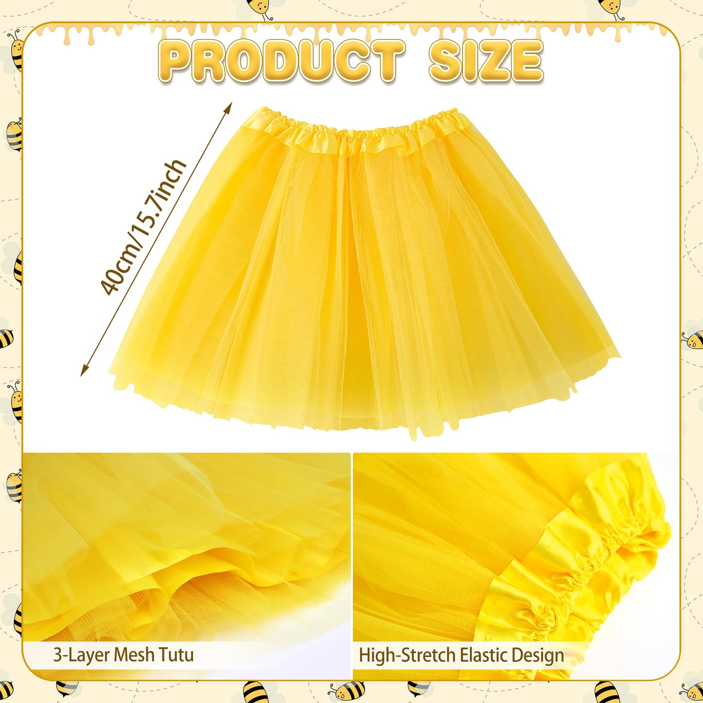 Bee Costume - Bumble Bee Costume with Bees Wings Antenna Headband (image 4)
