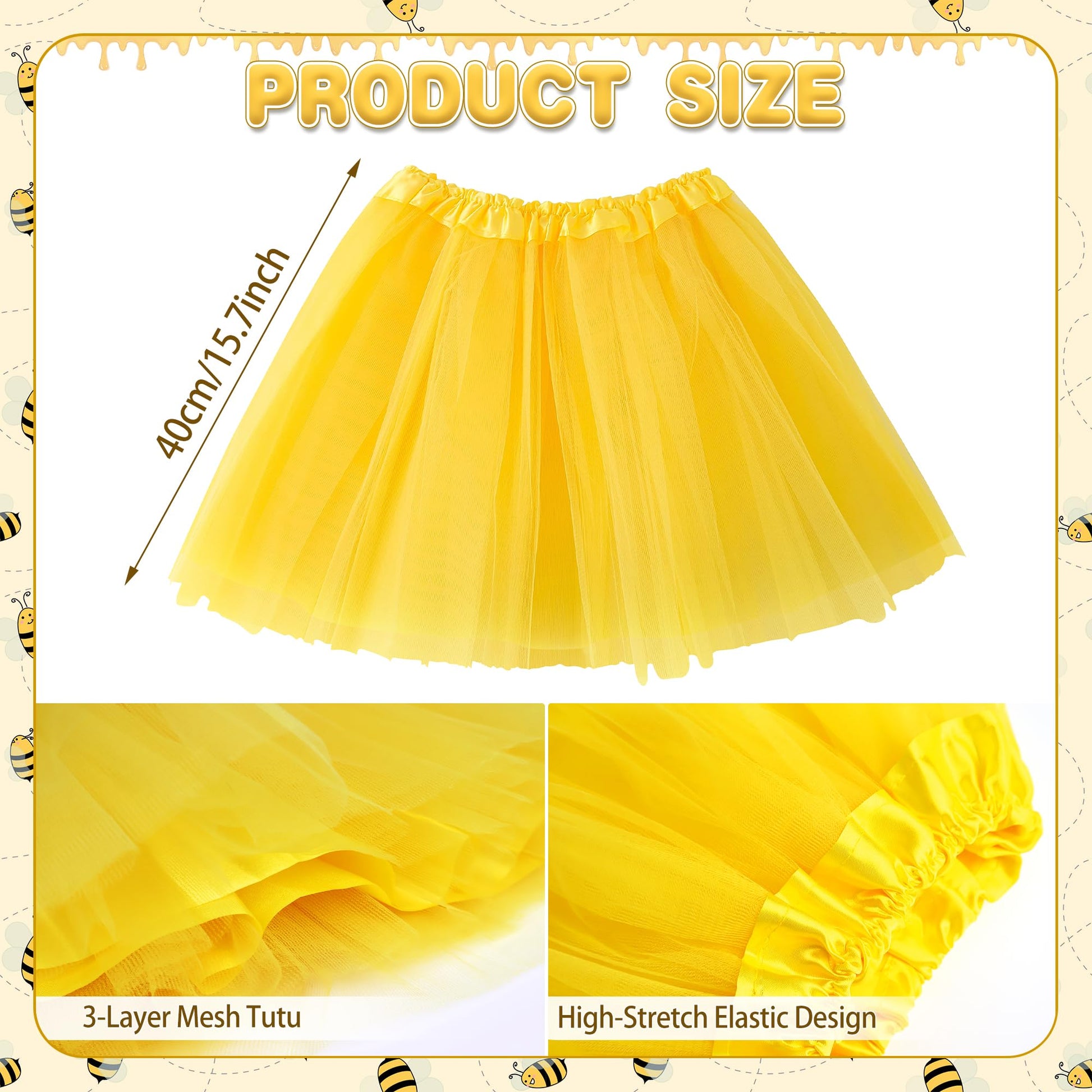 Bee Costume - Bumble Bee Costume with Bees Wings Antenna Headband (image 4)