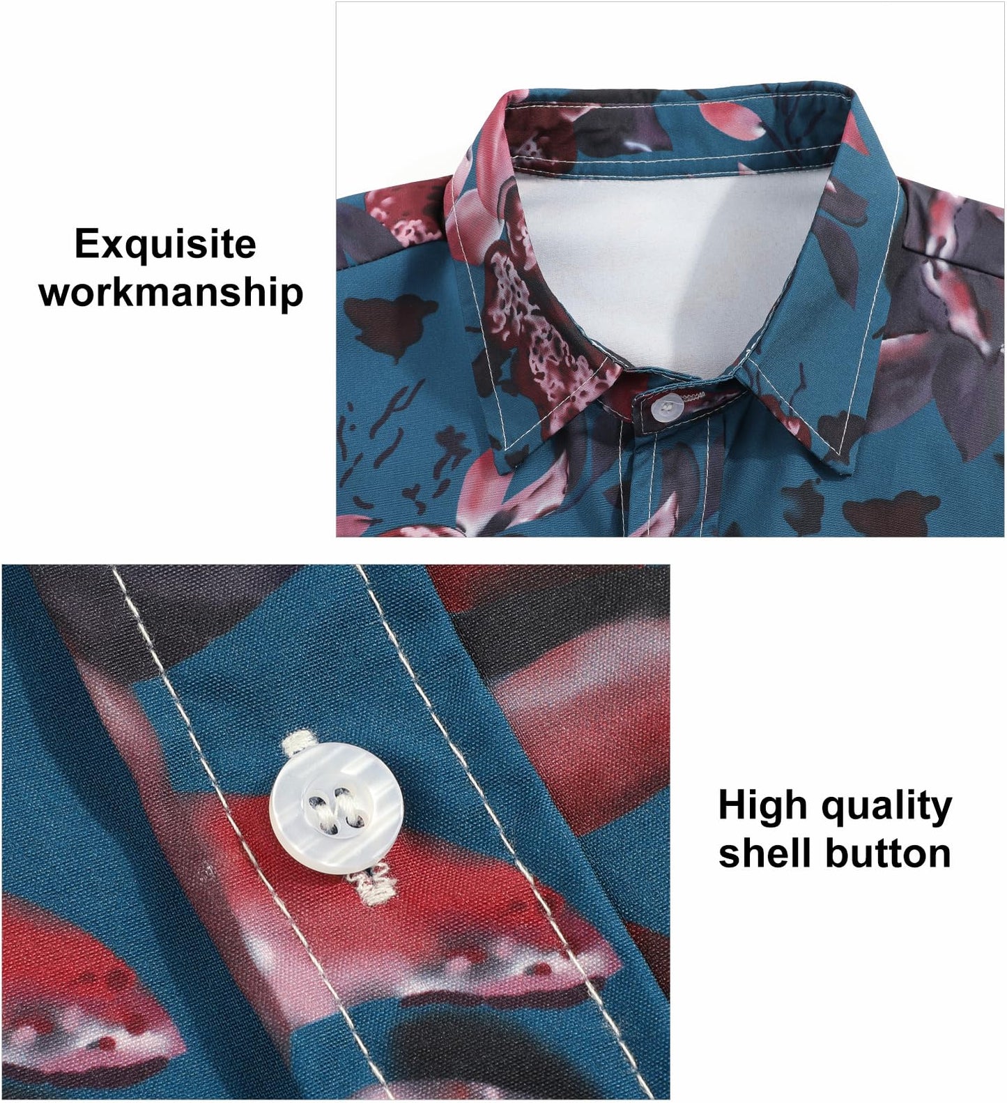 Mens Hawaiian Shirt Beach Aloha Short Sleeved Shirt Button Down