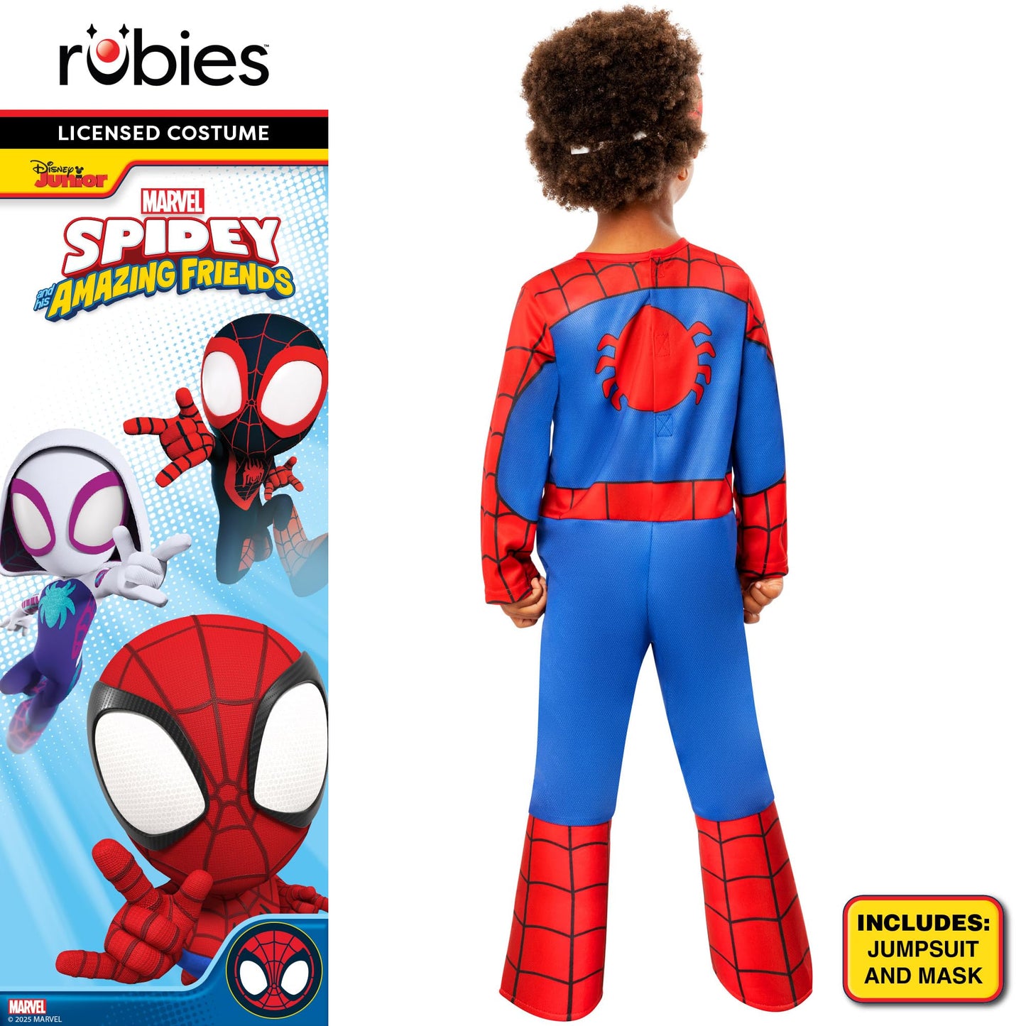 Ribie's Offical Spideman Marvel Costume, Kids Fancy Dress, Cartoon, Spidey Classic - Size 2-3