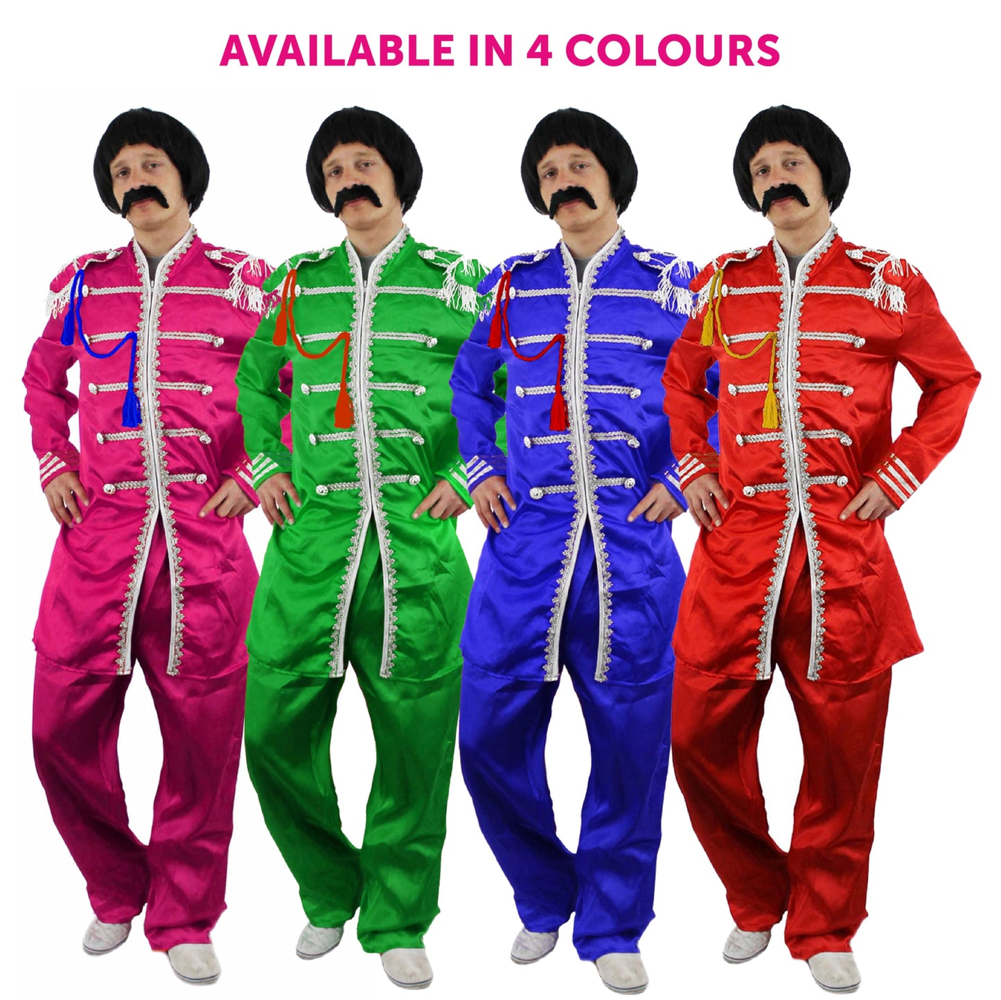 Adults Pop Sergeant Costume - Large - Green Jacket with Silver Braiding and Green Trousers - 60s Music Themed Fancy Dress Costume