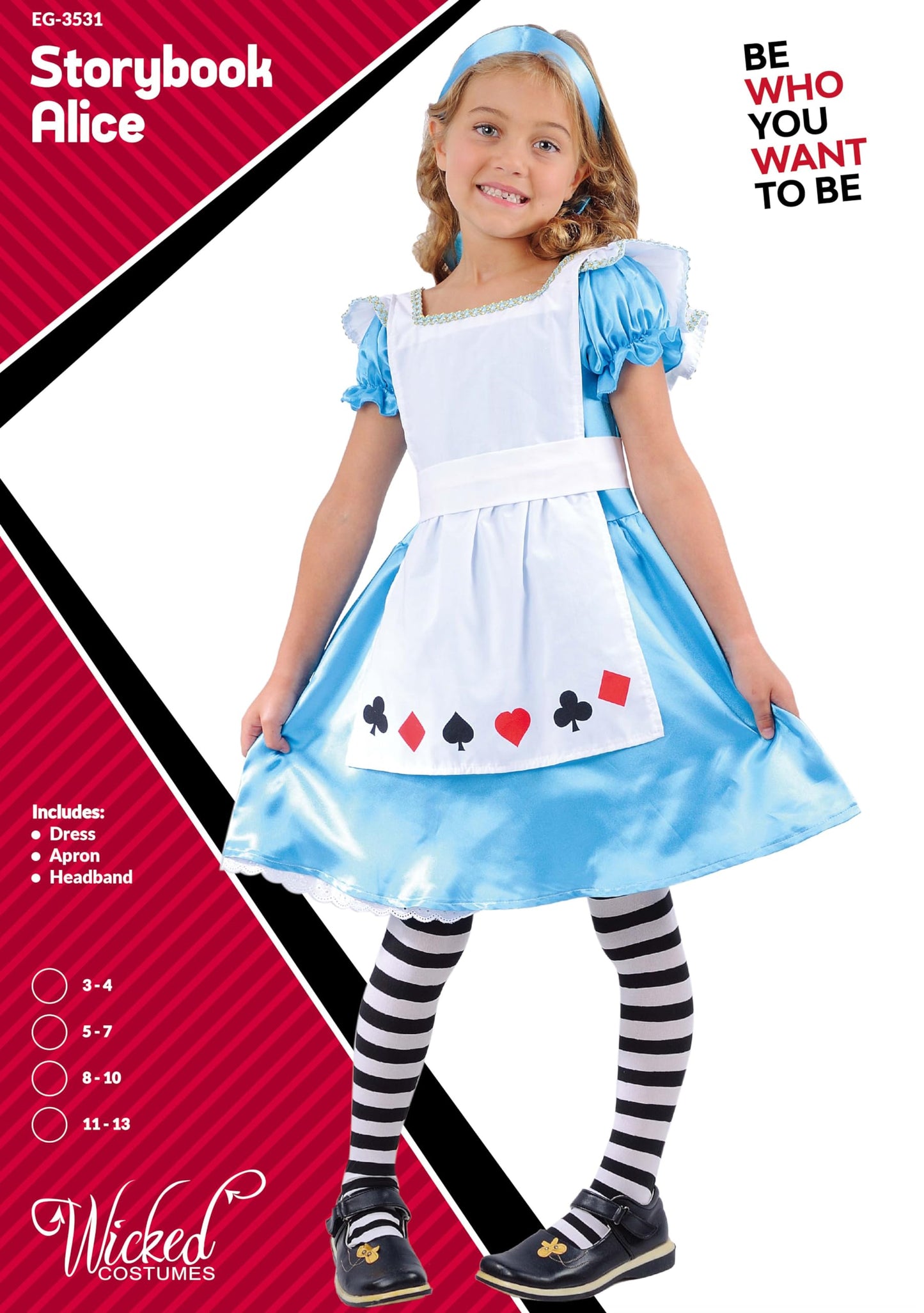 Wicked Costumes Girls Storybook Alice Fancy Dress Costume – Classic Blue Dress & White Pinafore Outfit for World Book Day, Book Week, Parties & School Events – Medium (5–7 Years)