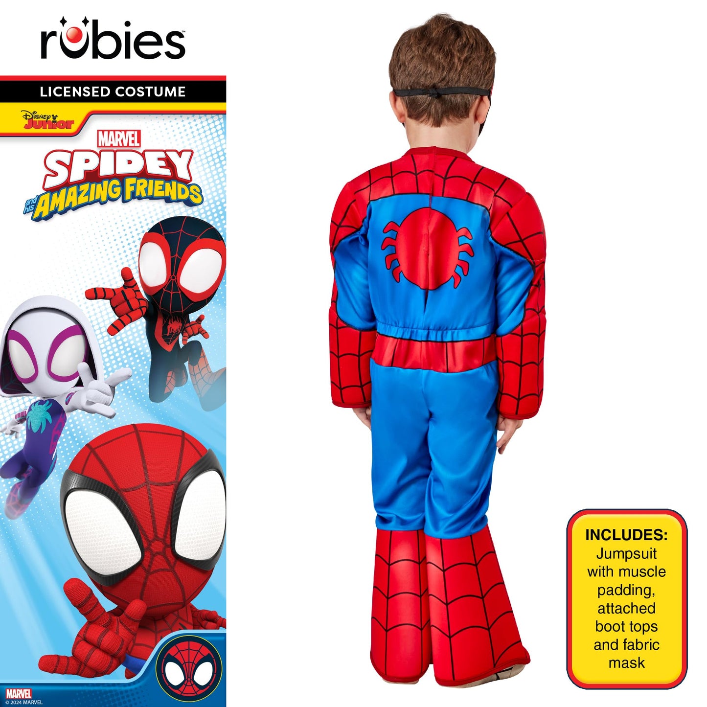 Rubies Official Marvel Spidey and His Amazing Friends Spider-Man Deluxe Toddler Costume, Kids Fancy Dress, Size 2-3 Years