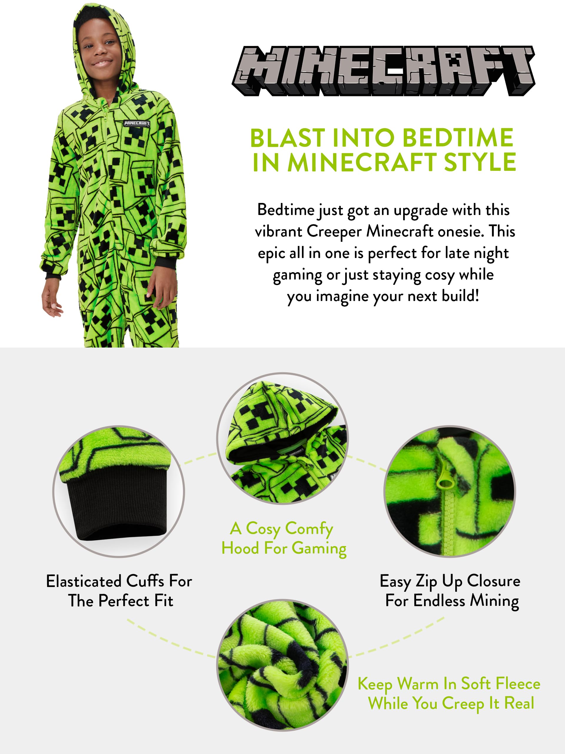 Onesie - Creeper Boys Onesie - Gaming Boys All in One Pyjamas (image 6)