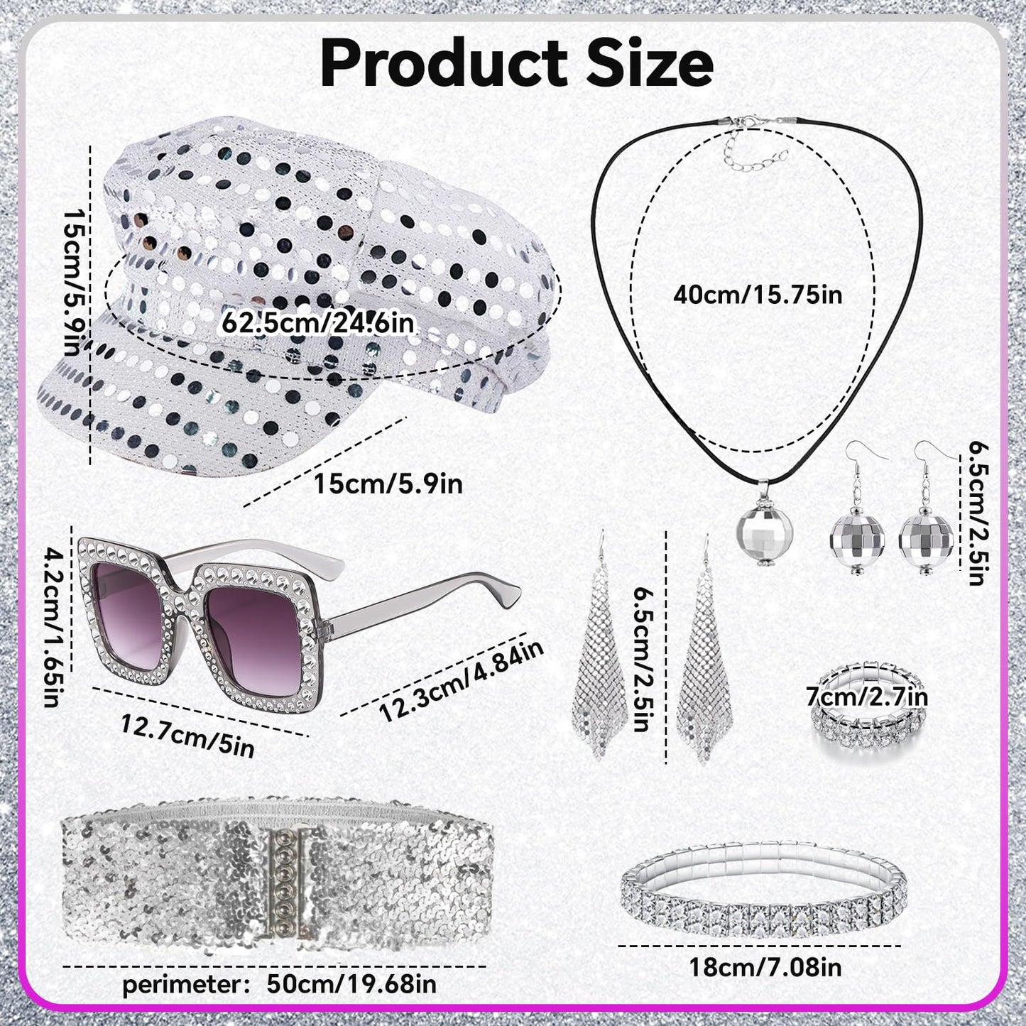 70s Disco Accessories - 70s Fancy Dress Costumes with Sequins Hat (image 2)