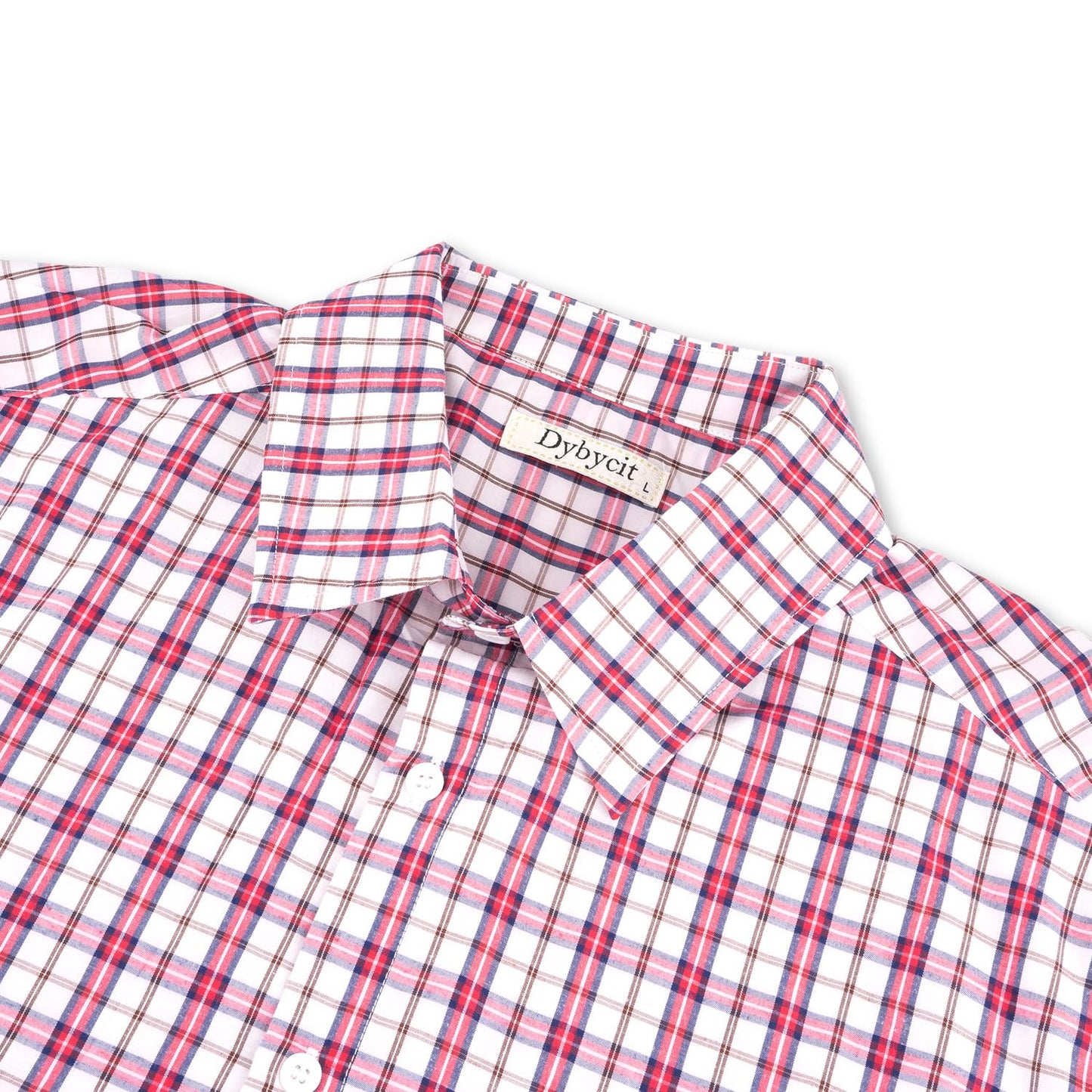 Dybycit Men's Shirts Checked Long Sleeve Casual Shirt Regular Fit Oktoberfest Plaid Shirts White Red
