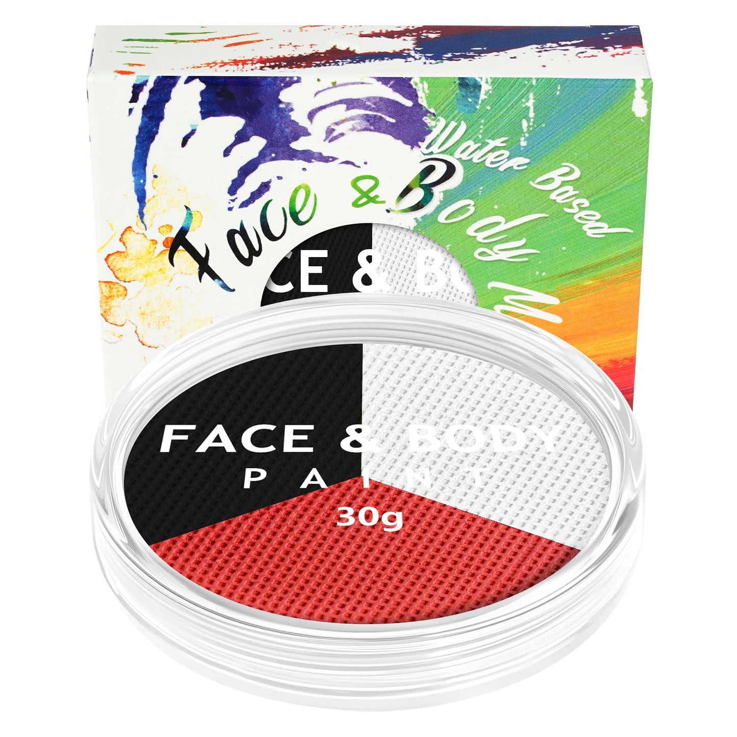 LOPHE Black White Red Face Paint Palette, 3-in-1 Water-Based Cream Makeup Kit (30g) for Halloween, Zombie Vampire SFX Cosplay & Face Painting, Easy Wash Off, Non-Toxic & Safe for Kids & Adults
