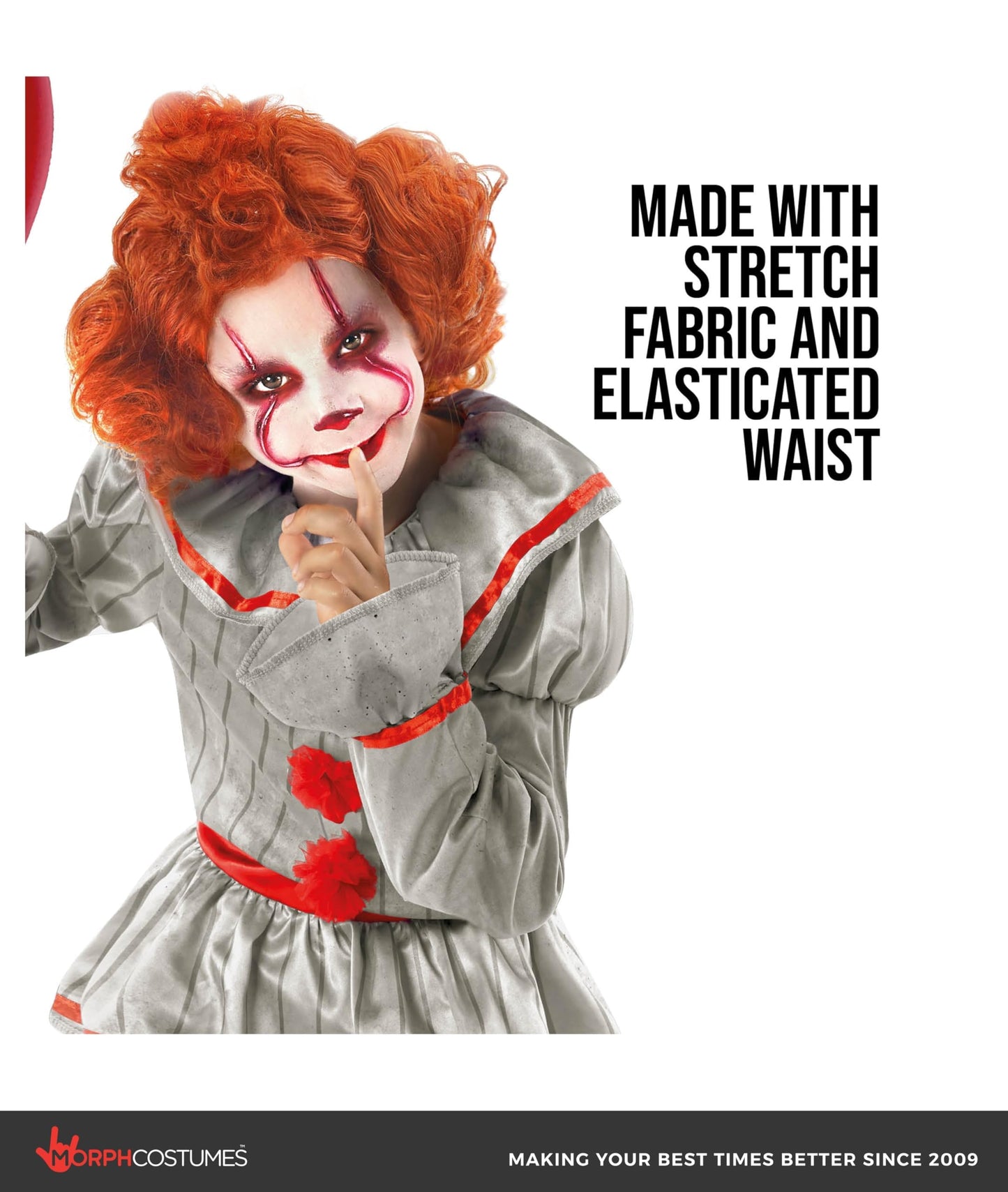 Morph Scary Clown Costume For Kids, Killer Clown Costume Boys, Boys Halloween Costumes For Kids 12-14 Years, X-Large