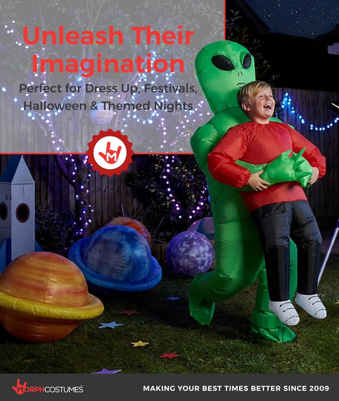 Morph Alien Costume Kids, Red Inflatable Alien Blow Up Costumes, Halloween Costumes for Kids, Boys Halloween Costume