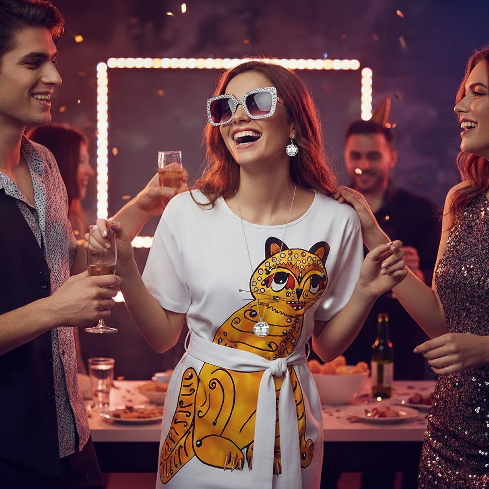 70s Fancy Dress Costume for Women - Disco Outfit with Disco Ball (image 5)