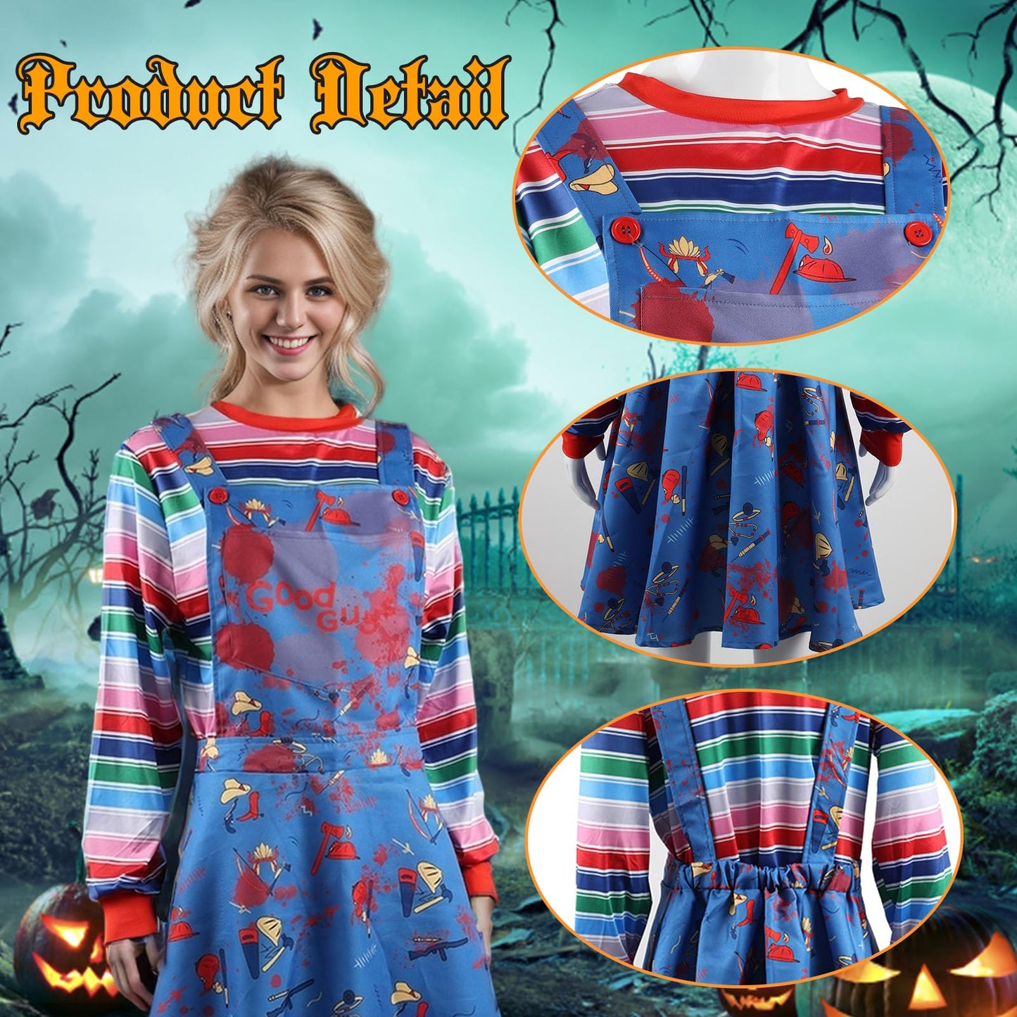 Maryparty Chucky Costume Adults Chucky Fancy Dress for Halloween Party (Style-1, S)