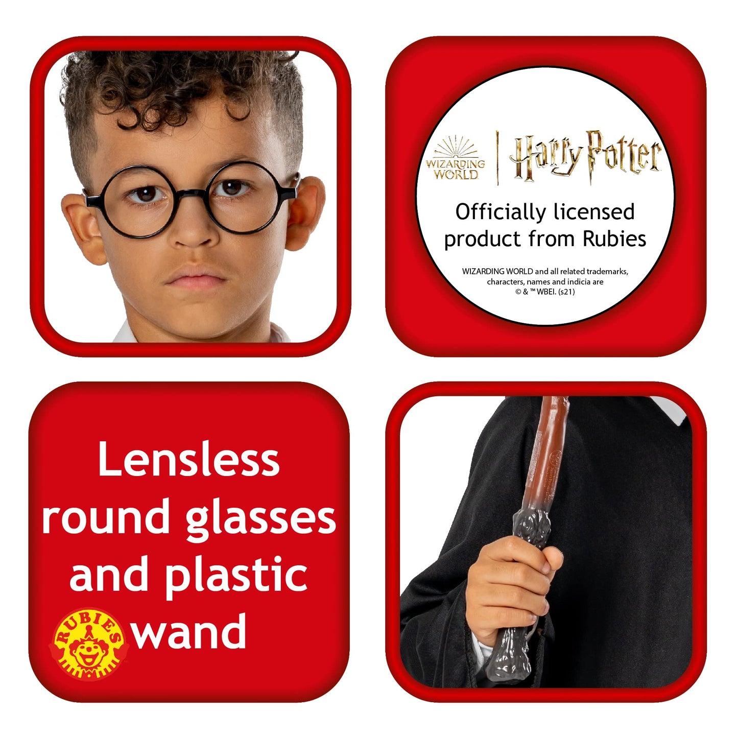 Rubie's Official Harry Potter Pack Gryffindor Robe, Wand and Glasses Child's Costume - One Size Halloween