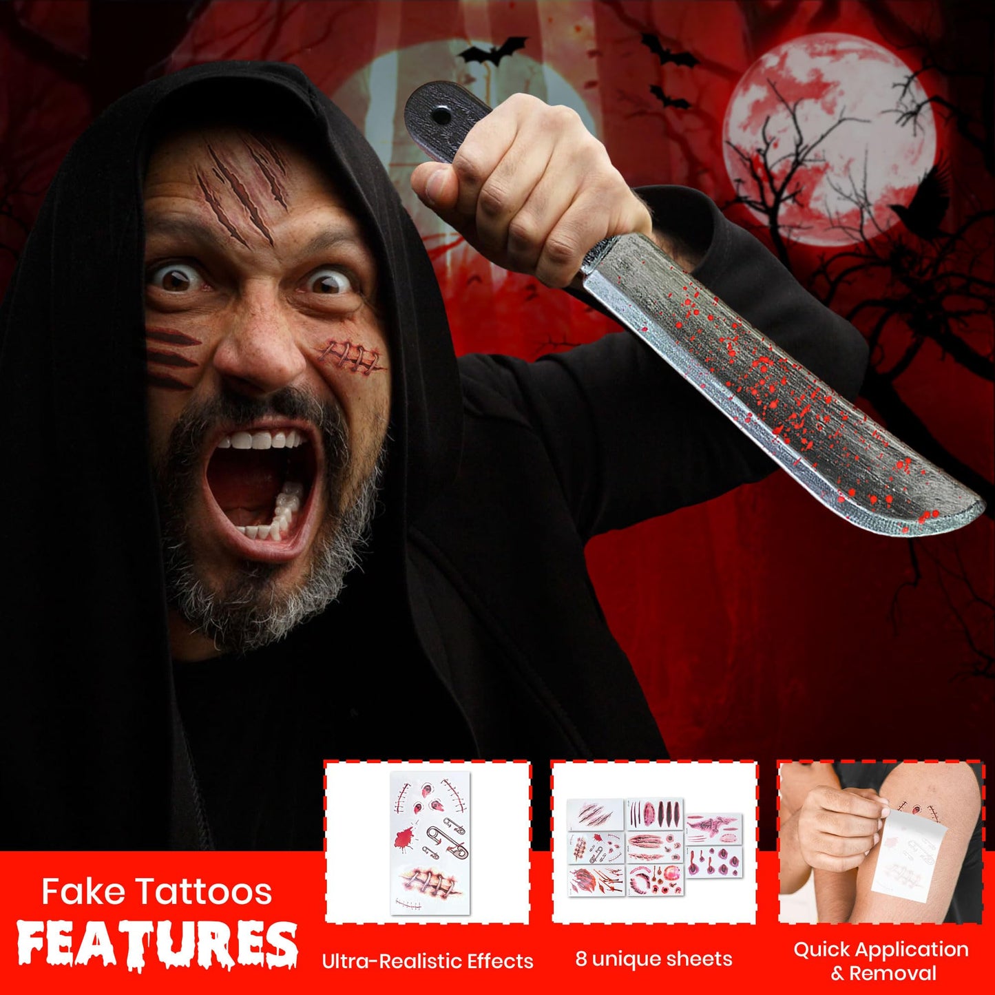 Butcher Halloween Costume Men with Apron - Fake Knife Prop - Fake (image 5)