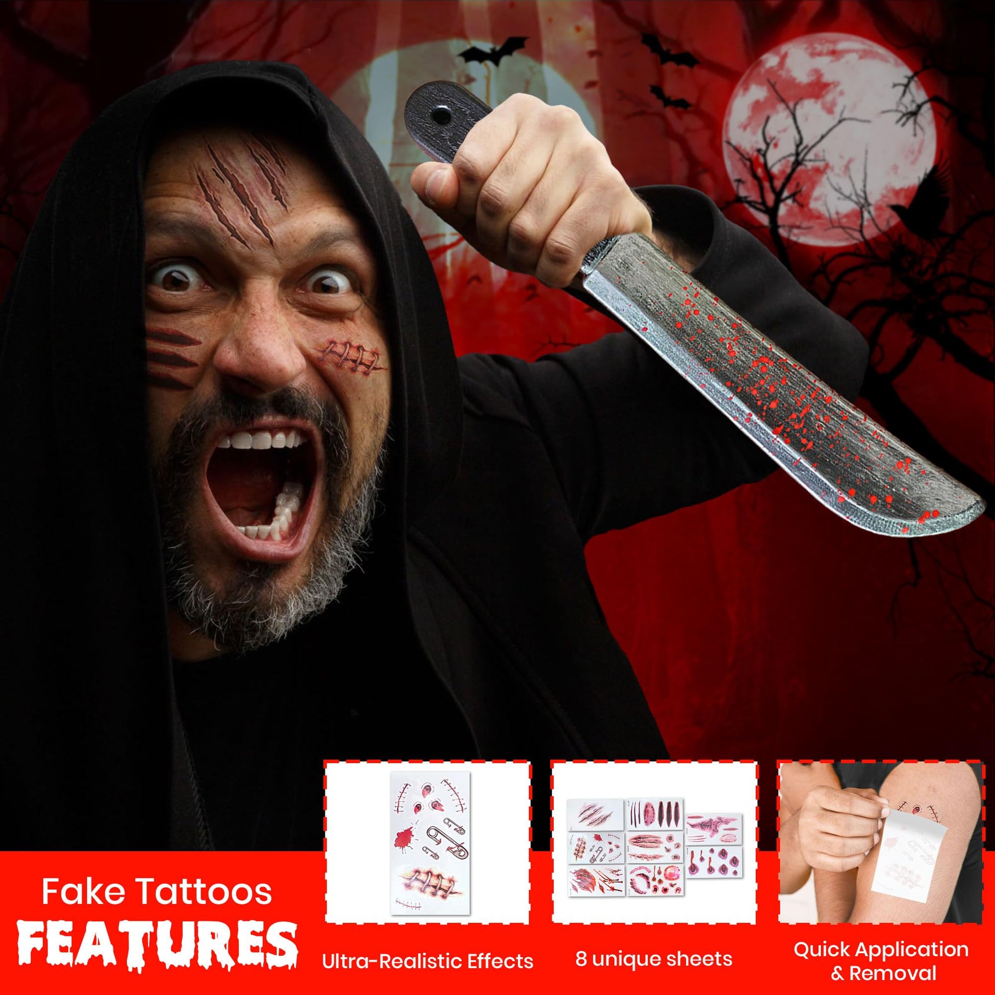 Butcher Halloween Costume Men with Apron - Fake Knife Prop - Fake (image 5)