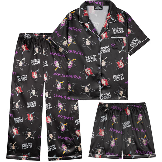KPop Demon Hunters Huntrix Girls Satin Pyjama Set Yrs - Button-Down