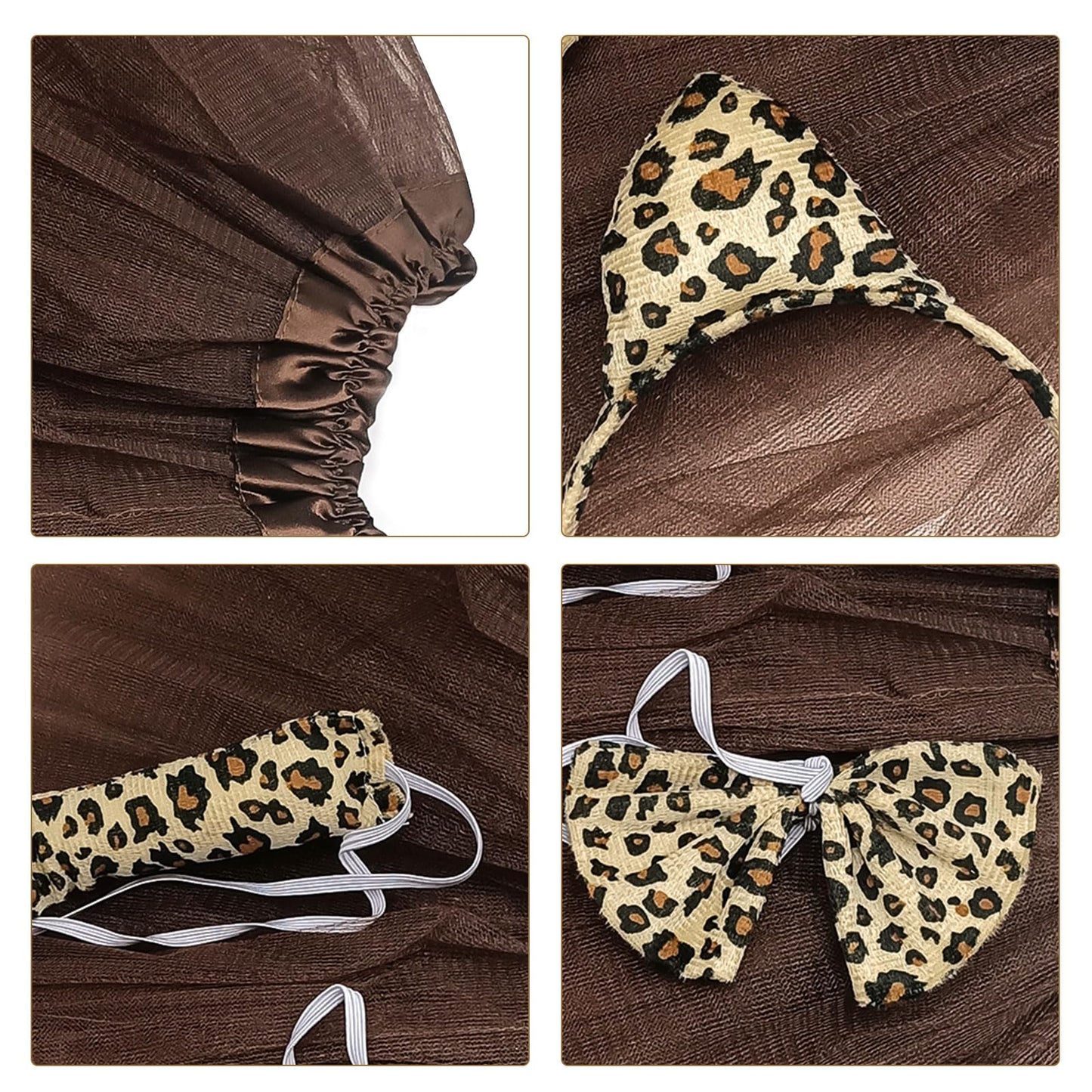 Leopard Costume Set Include Face Sticker Leopard Ears Bow Tie Tail (image 4)