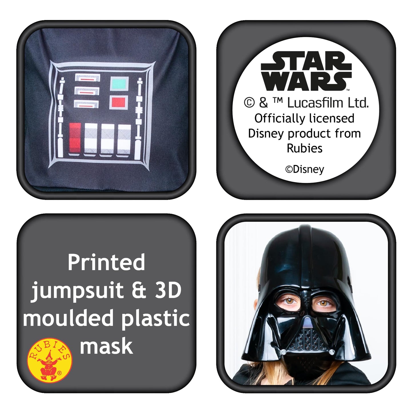 Rubies Official Disney Star Wars Darth Vader Classic Child Costume, Kids Fancy Dress, 7-8 Years Halloween
