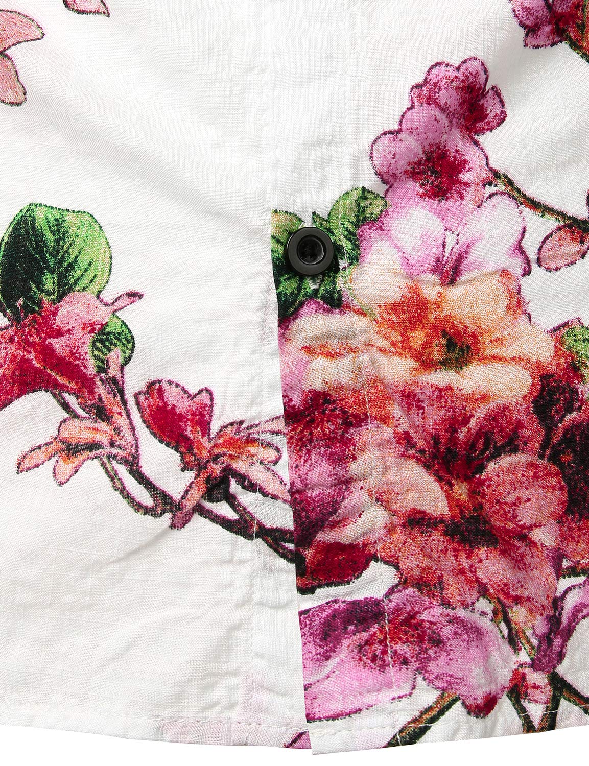 JOGAL Mens Flowers Casual Aloha Hawaiian Shirt Large WhitePeach