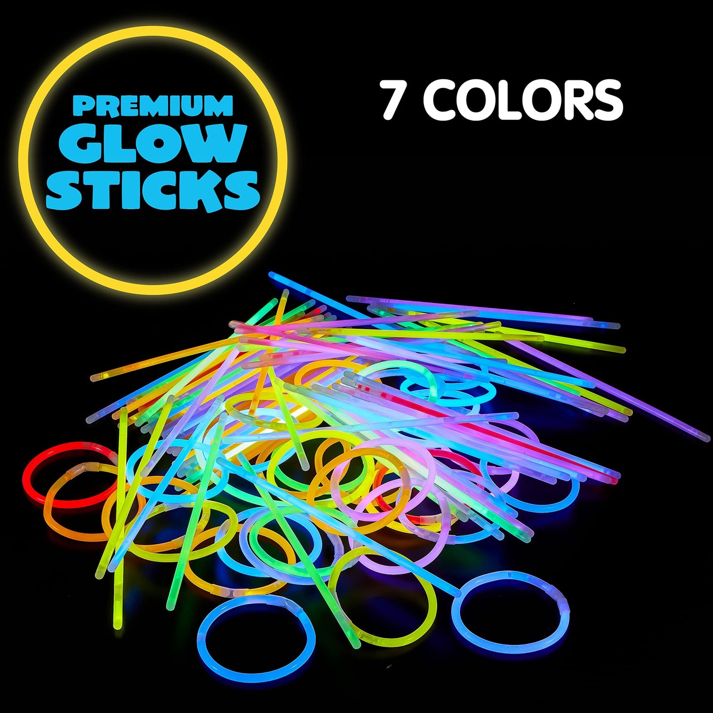 JOYIN 100 pcs Glow Sticks Bulk 8"(20cm), Glowsticks – Party Accessories for Bracelets and Necklaces, Accessories, Easter, Christmas, Halloween Party Supplies Pack