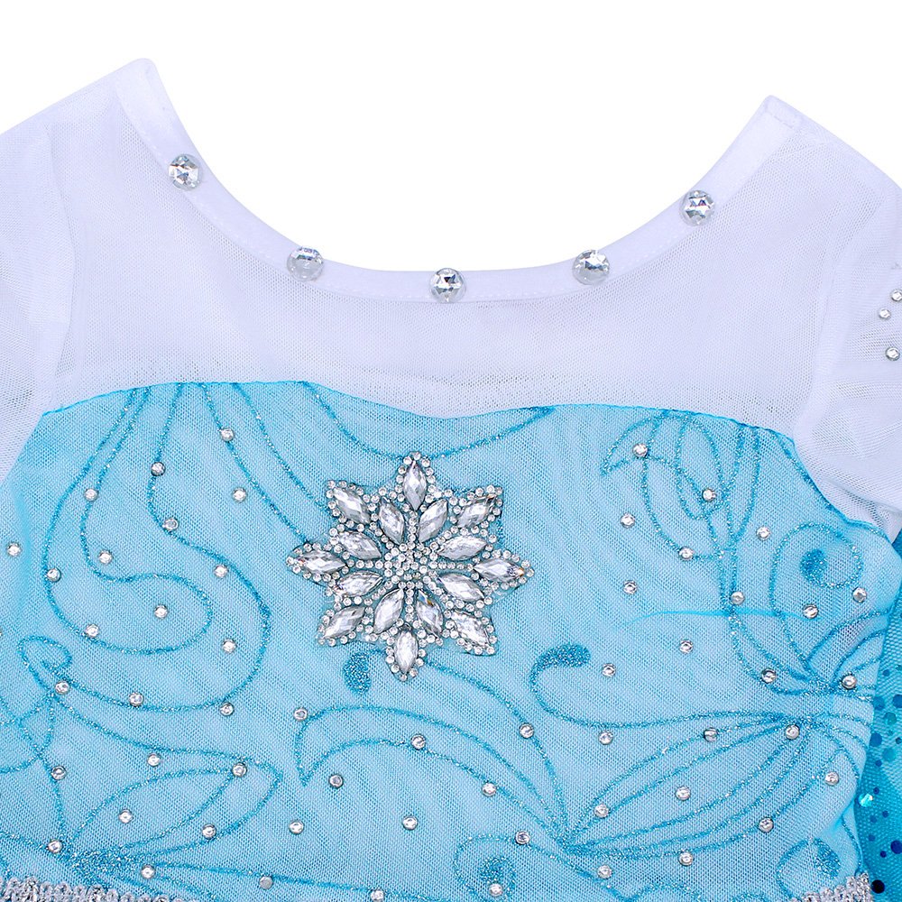 AmzBarley Snow Queen Dress for Girls Kids Princess Costumes Long Sleeve Tulle Fancy Party Dresses with Cape Child Birthday Halloween Cosplay Outfit, 3-4 Years, Blue With Accessories