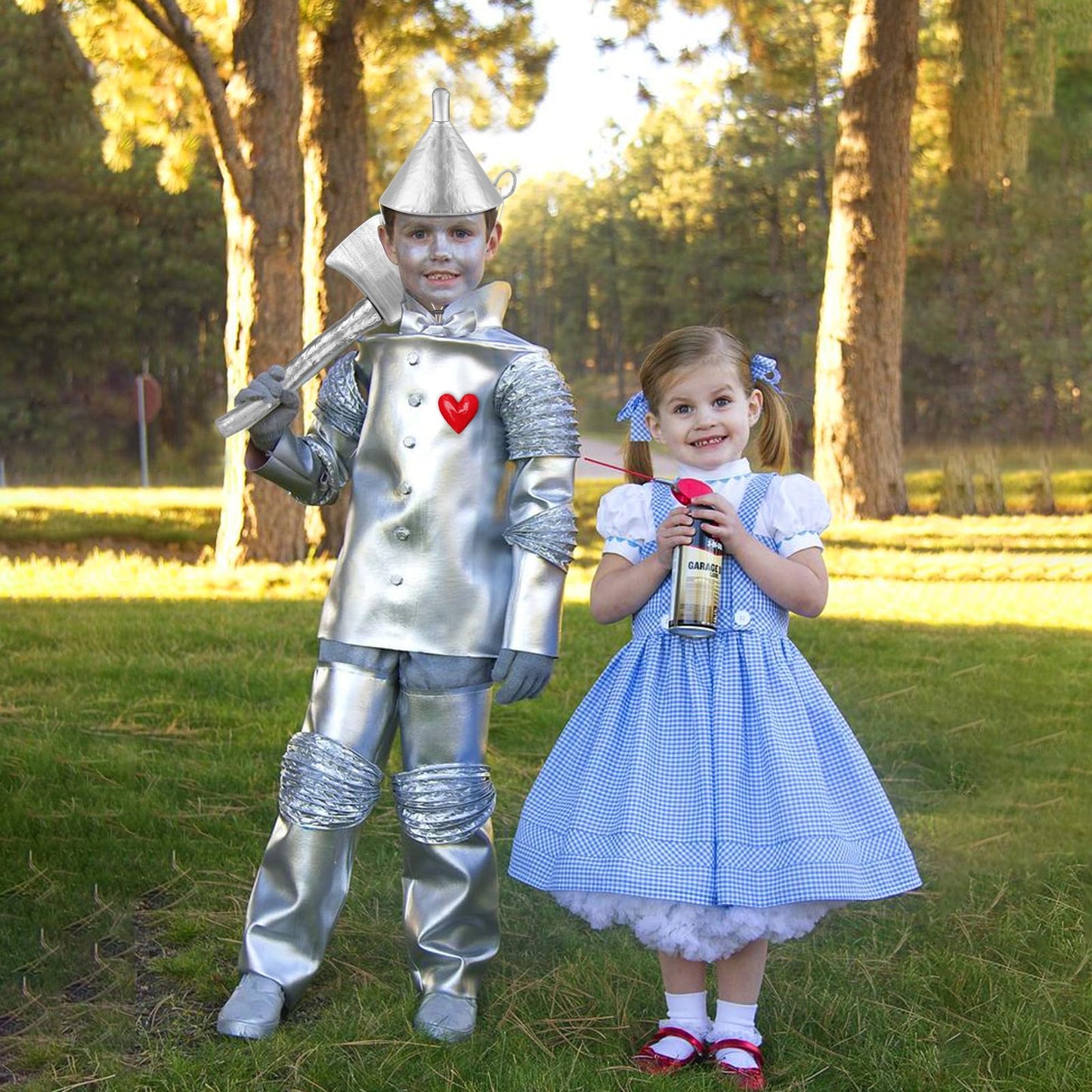 Spinosaurus 3 Pcs Tin Man Costume Accessories for Adult,Kids Plastic Axe Funnel Hat Heart Brooch Halloween Dress Up Costume Accessories Tin Man Outfits