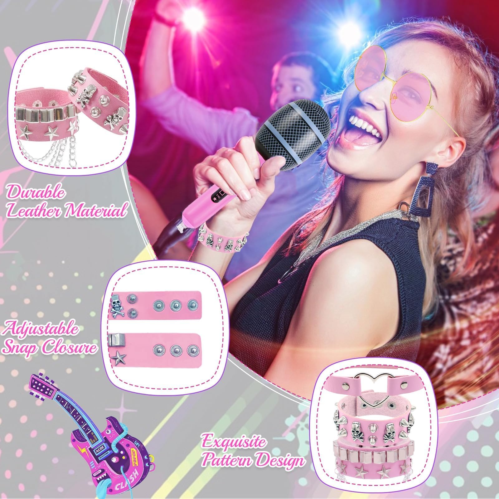 Pink Rocker Costume Set - Punk Gothic Fancy Dress with Inflatable (image 3)