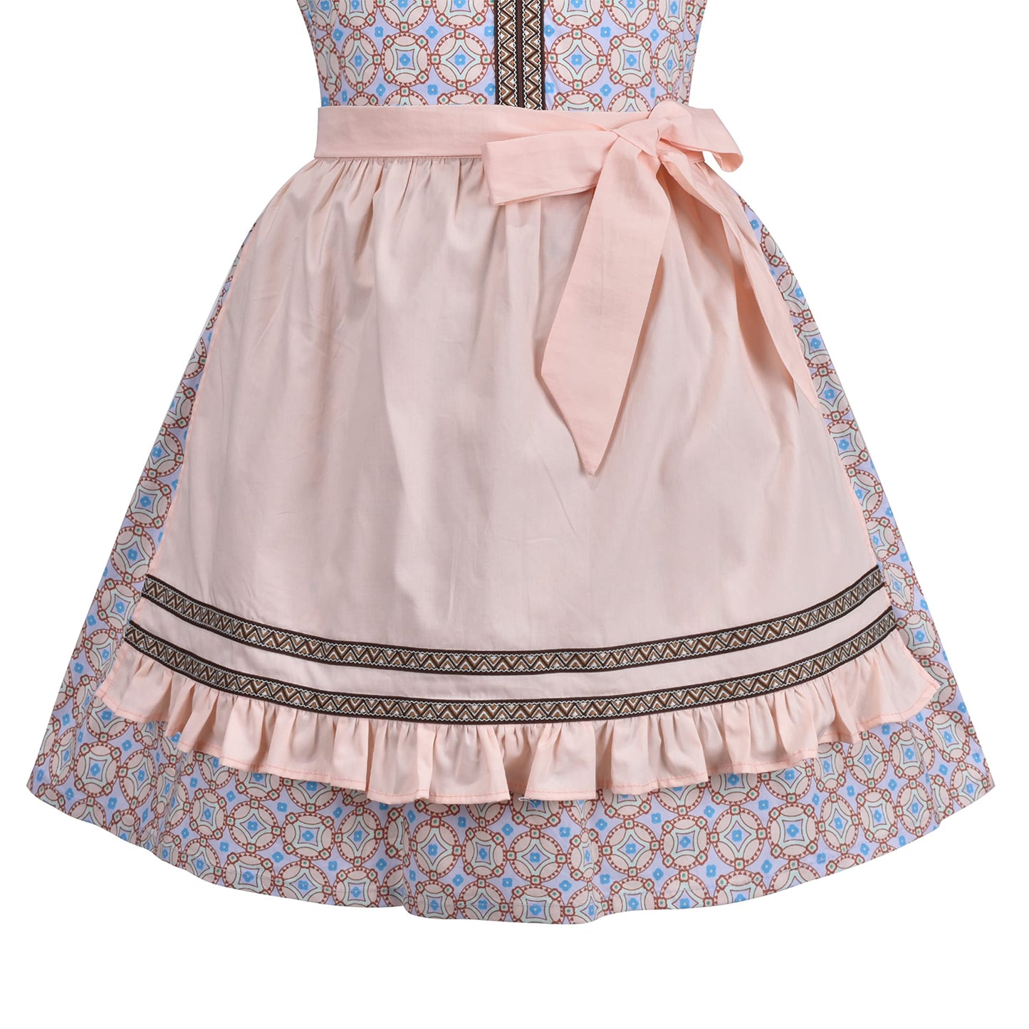 Sunny Fashion Girl Dress Pink German Dirndl Oktoberfest Beer Outfit with Apron Bavarian Festival Age 7 Years