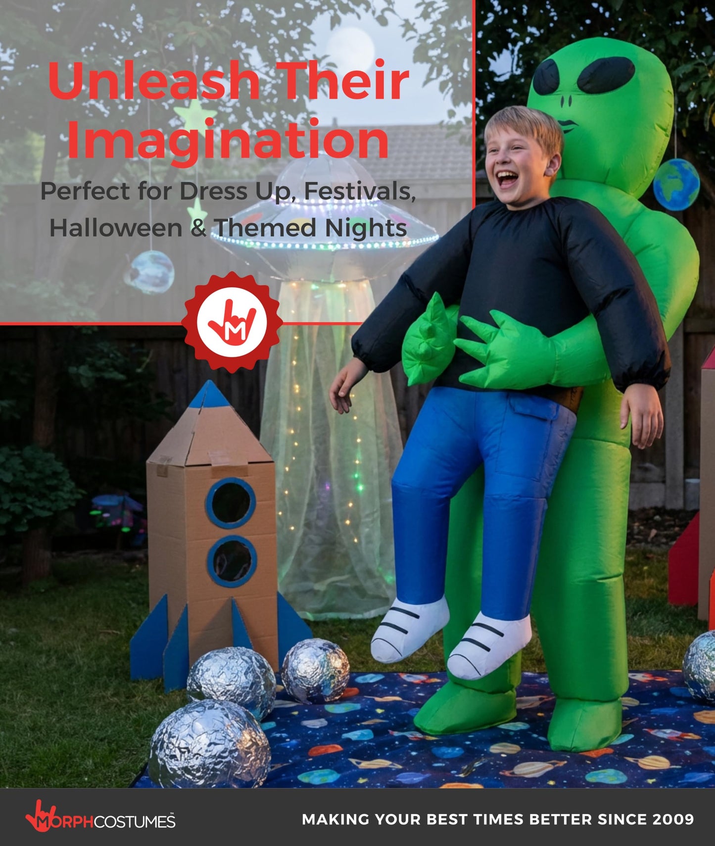 Morph Alien Costume Kids, Inflatable Alien Carrying Kid Costumes, Inflatable Costume for Kids, Halloween Costumes for Boys